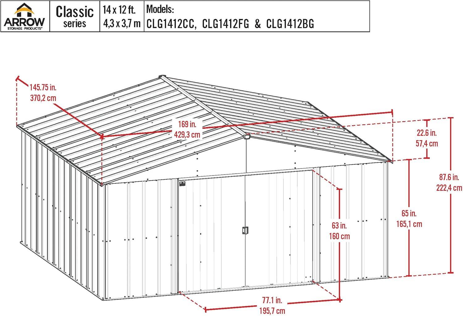 Charcoal Gray 14' x 12' Steel Storage Shed