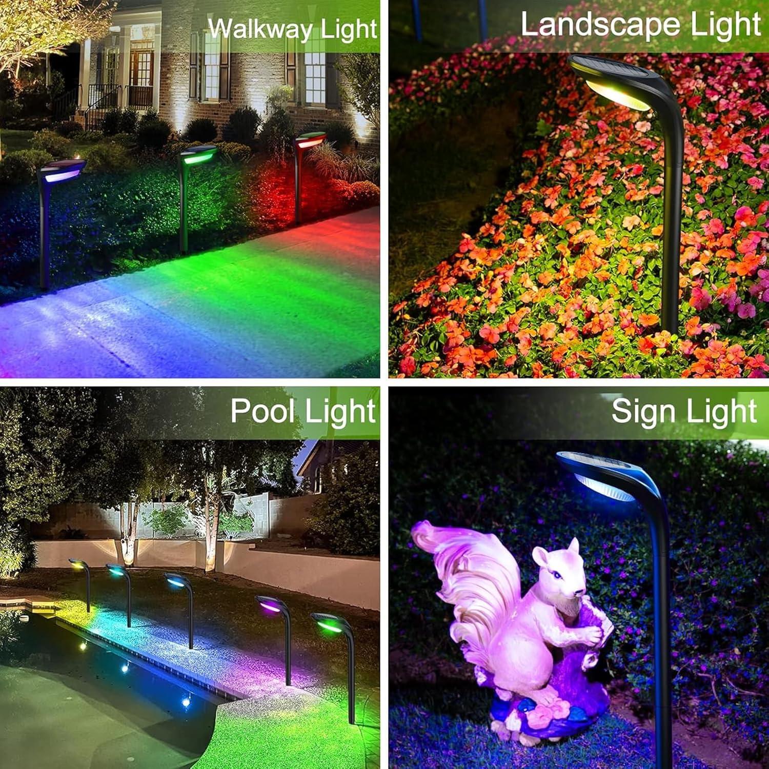 JSOT 4 Pack Solar Pathway Lights, Solar Garden Lights for Walkway, Driveway, Yard, White Light & Warm Light