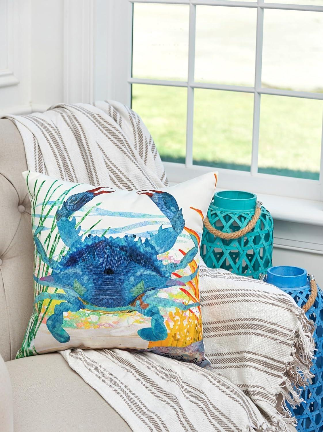 Blue Crab Coastal Indoor/Outdoor Decorative Throw Pillow