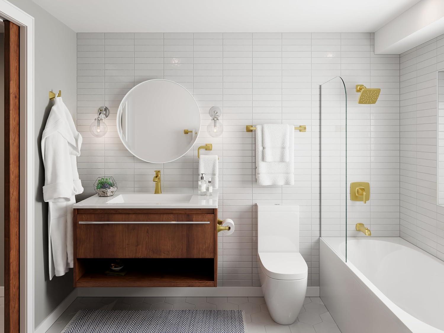 Pfister Bph-Bie0 Bruxie Wall Mounted Pivoting Toilet Paper Holder - Gold