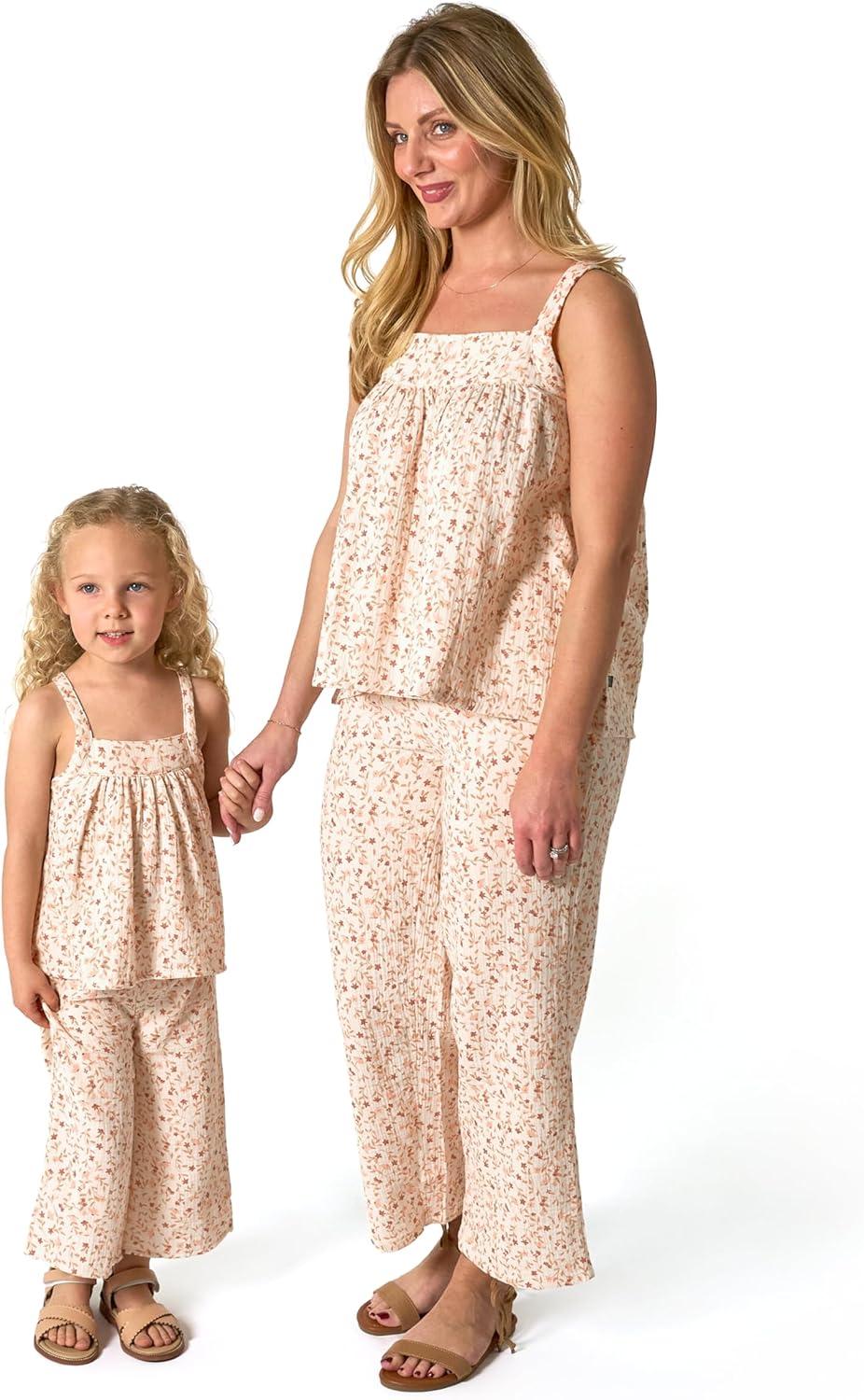 Modern Moments™ by Gerber Mommy & Me Toddler and Adult 2-Piece Top and Cropped Pants Set, Beige Vine Floral, X-Large