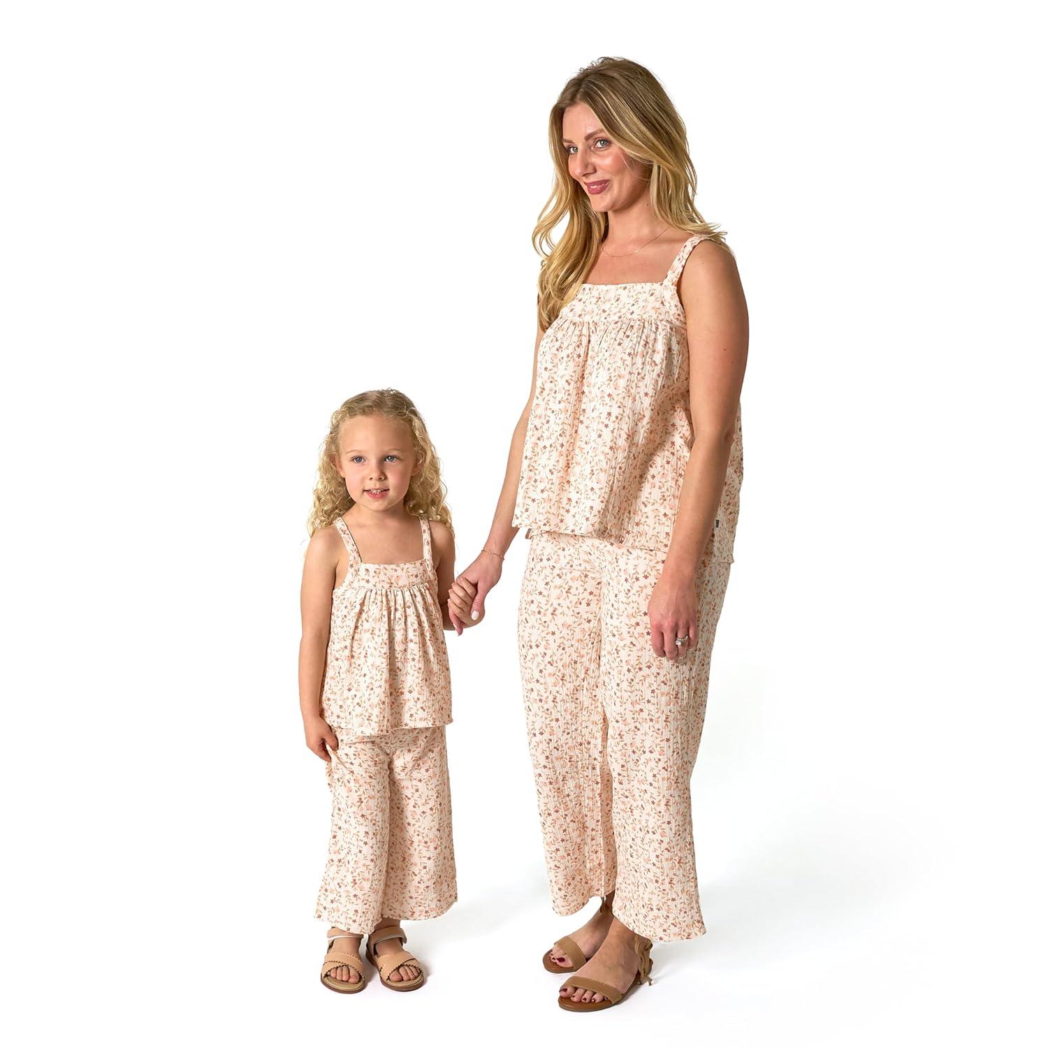 Modern Moments™ by Gerber Mommy & Me Toddler and Adult 2-Piece Top and Cropped Pants Set, Beige Vine Floral, X-Large