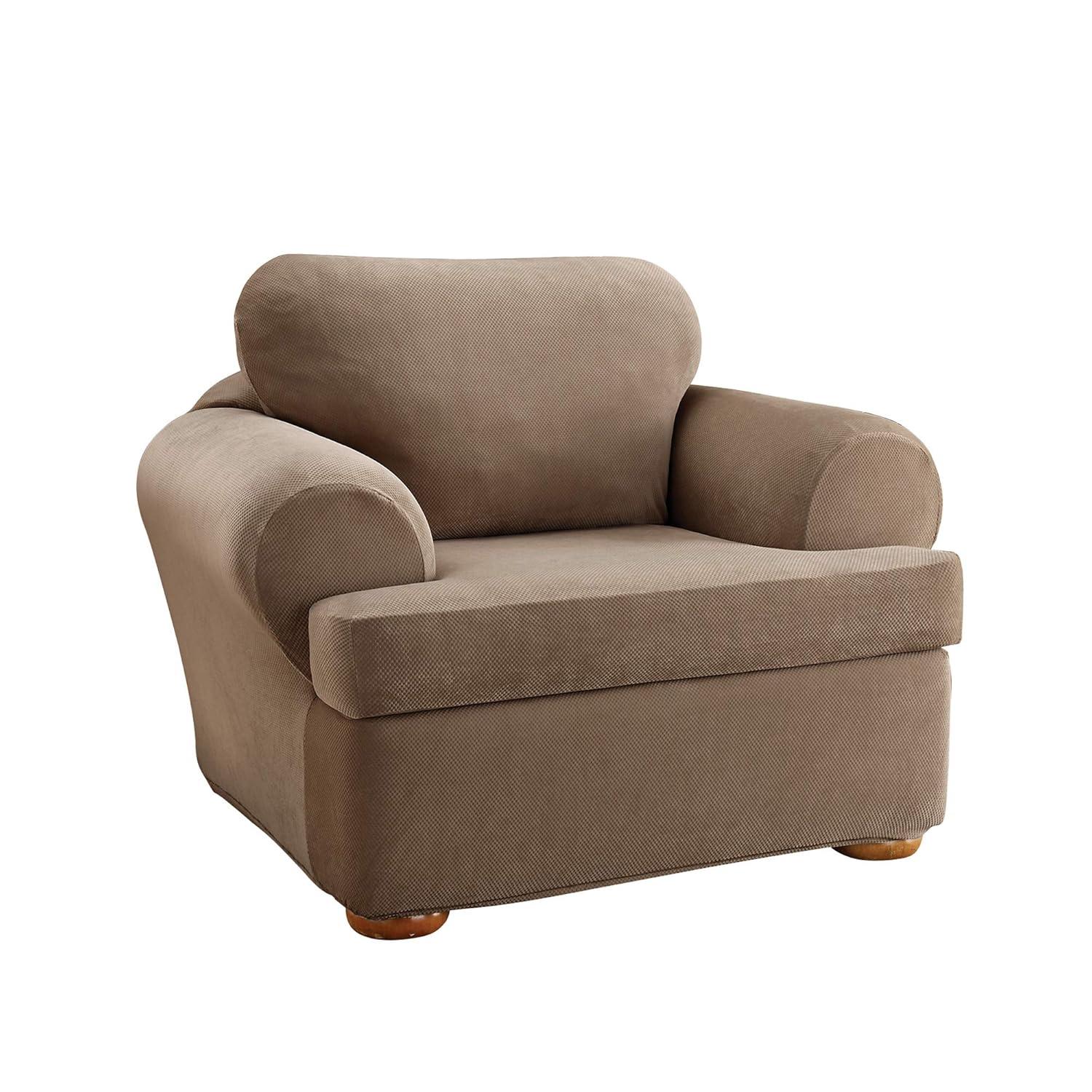 Sure Fit Stretch Pique Box Cushion Ottoman Slipcover