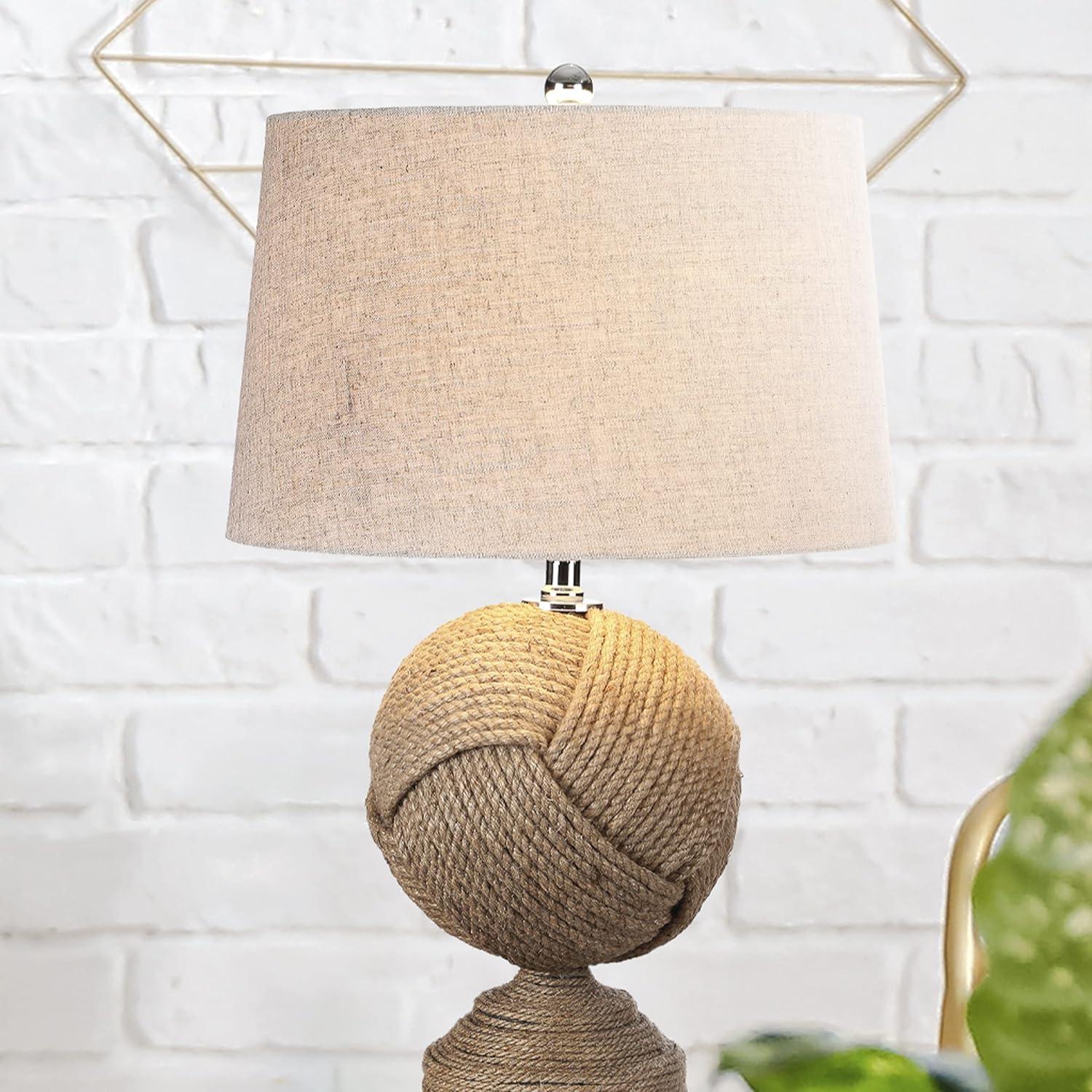 Monkey's Fist 24" Knotted Rope Coastal Table Lamp with Flax Shade