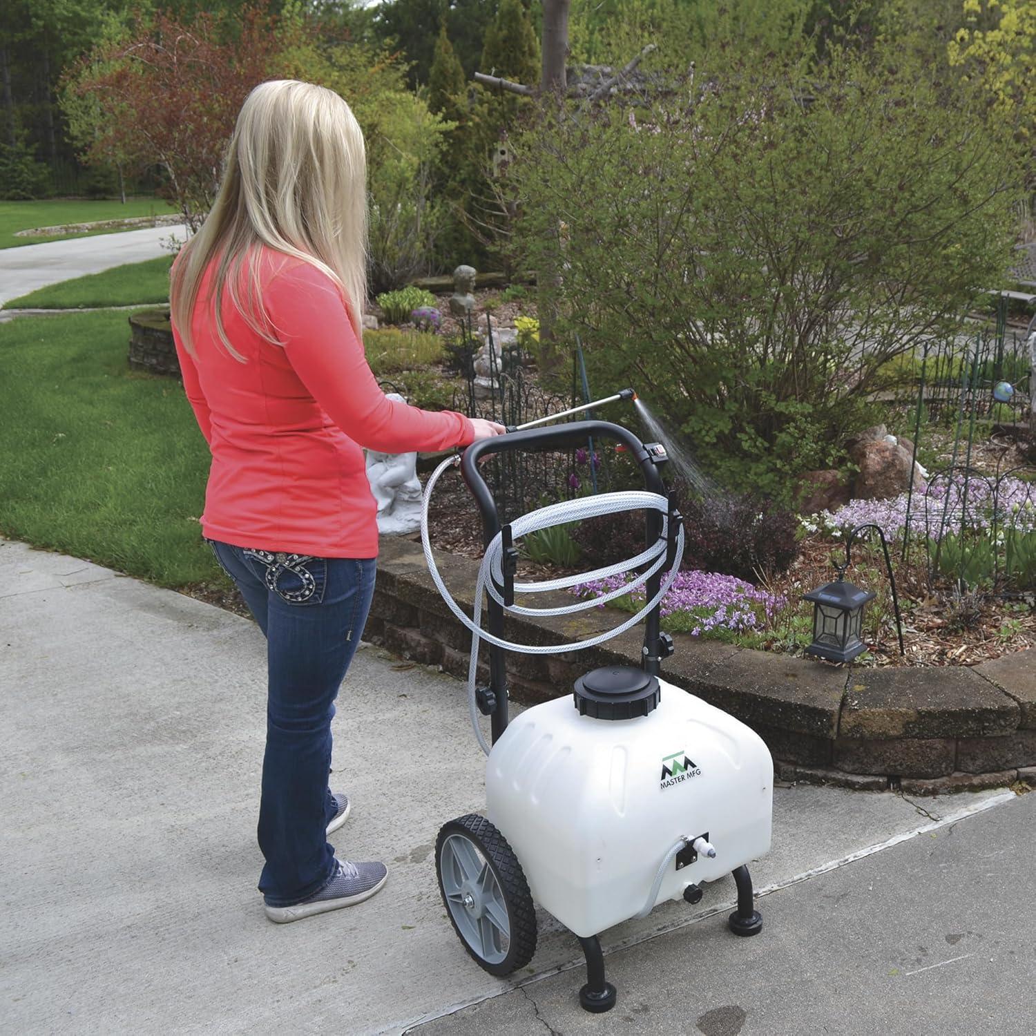 master mfg 27080 gardener rechargeable cart sprayer - 12v, 9 gal capacity - model no.  pcd-e3-009b-mm