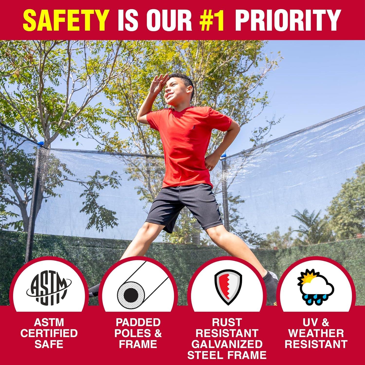 Sportspower TruJump 14' Round Trampoline with Safety Enclosure & with Lifetime Warranty on Jump Mat