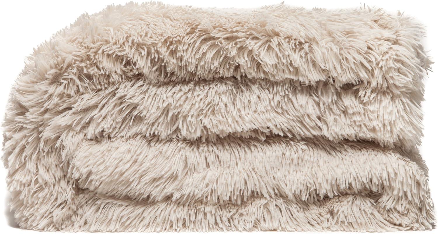 Chanasya Solid Faux Long Fur Fuzzy Throw Blanket