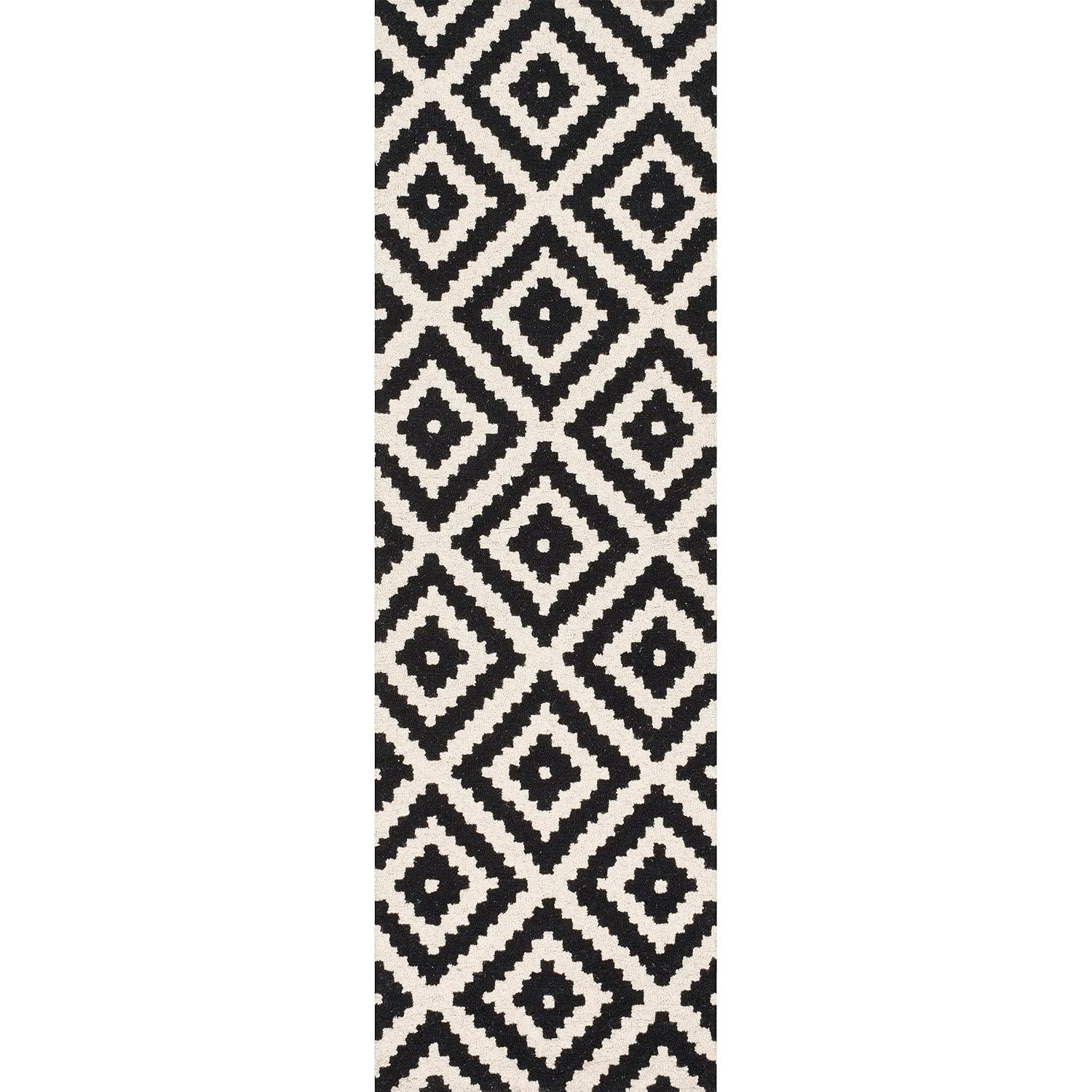 Nuloom Kellee Geometric 2x8 Wool Runner Indoor Area Rug for Living Room Bedroom Dining Room Entryway Hallway Kitchen, Beige/Brown