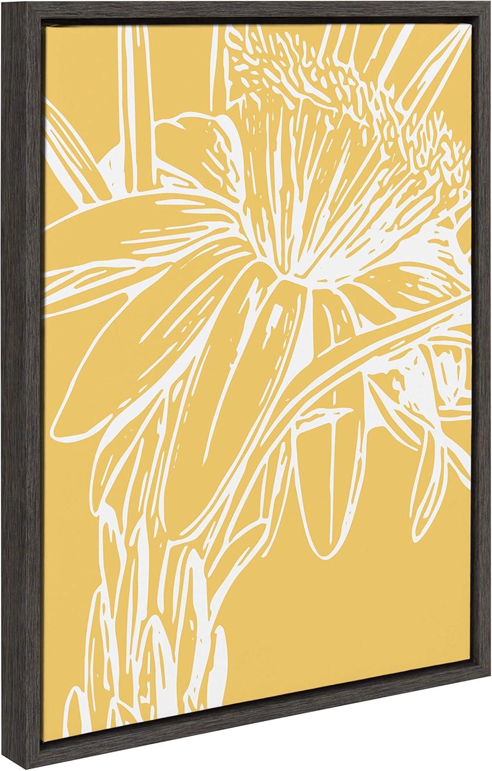 18" x 24" Sylvie Flower in Yellow Framed Wall Canvas by Apricot and Birch - Kate & Laurel All Things Decor