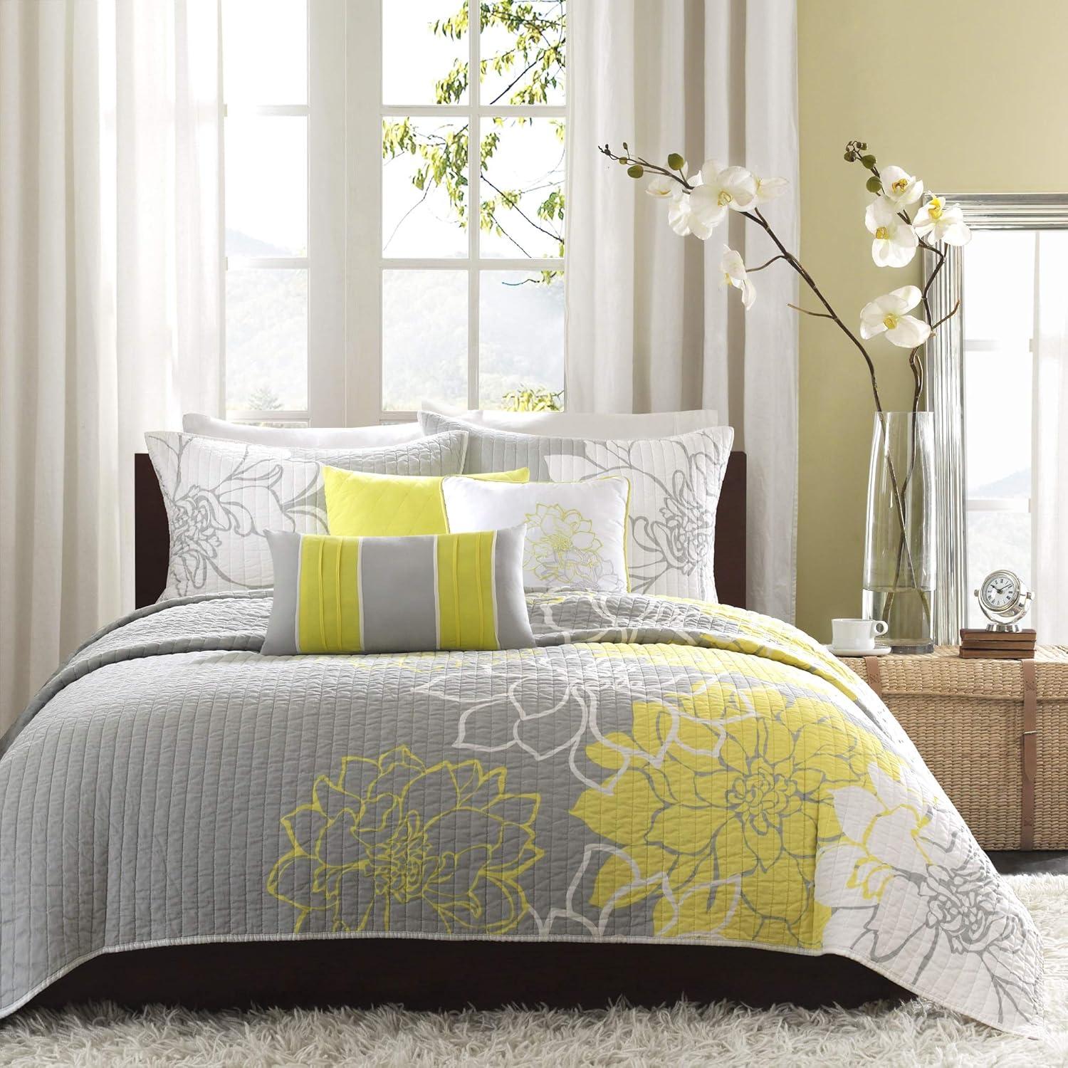 Madison Park Lola Floral 6 Piece Reversible Cotton Quilt Set