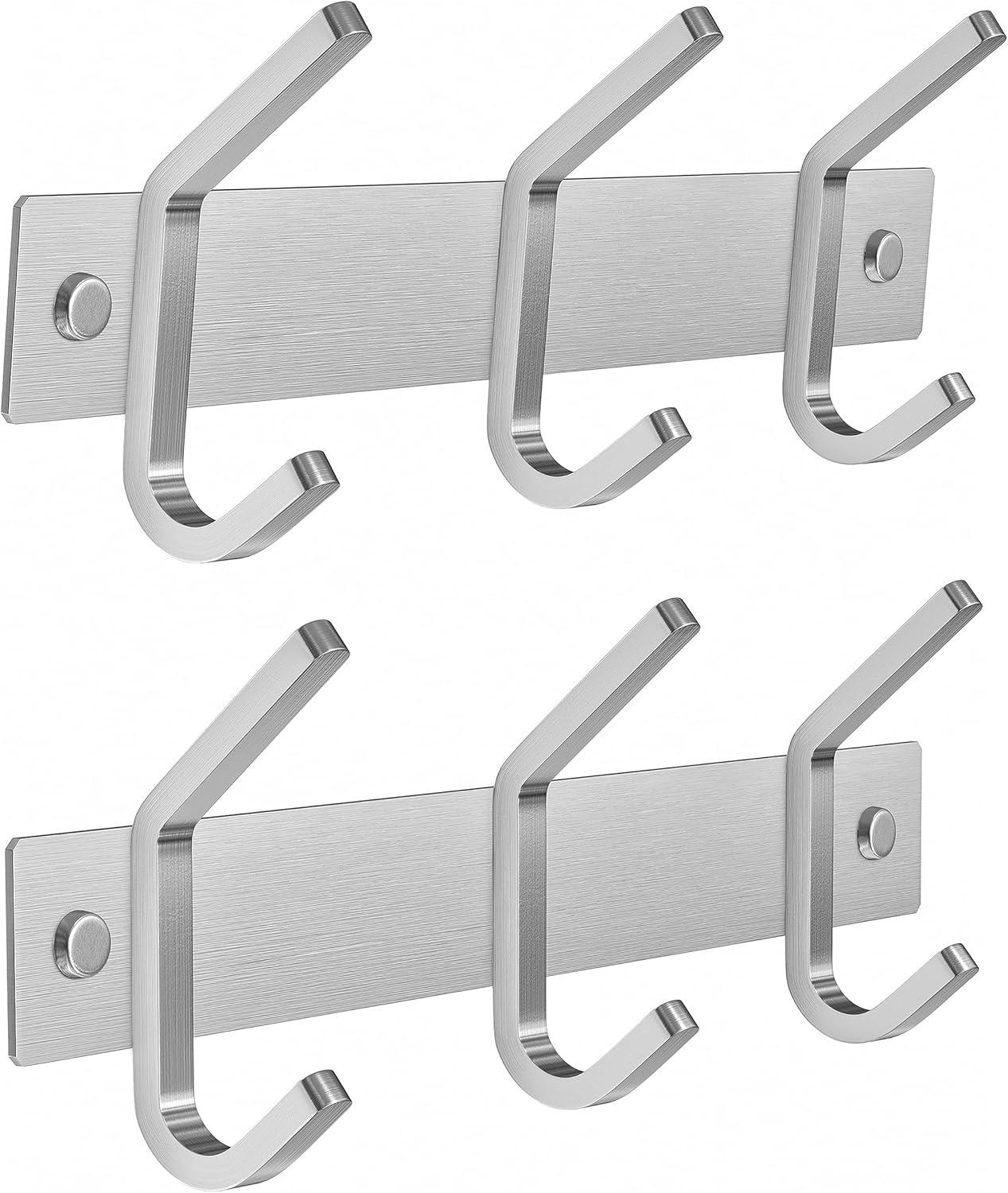 Brushed Nickel 9-Inch Stainless Steel Wall Mounted Coat Rack