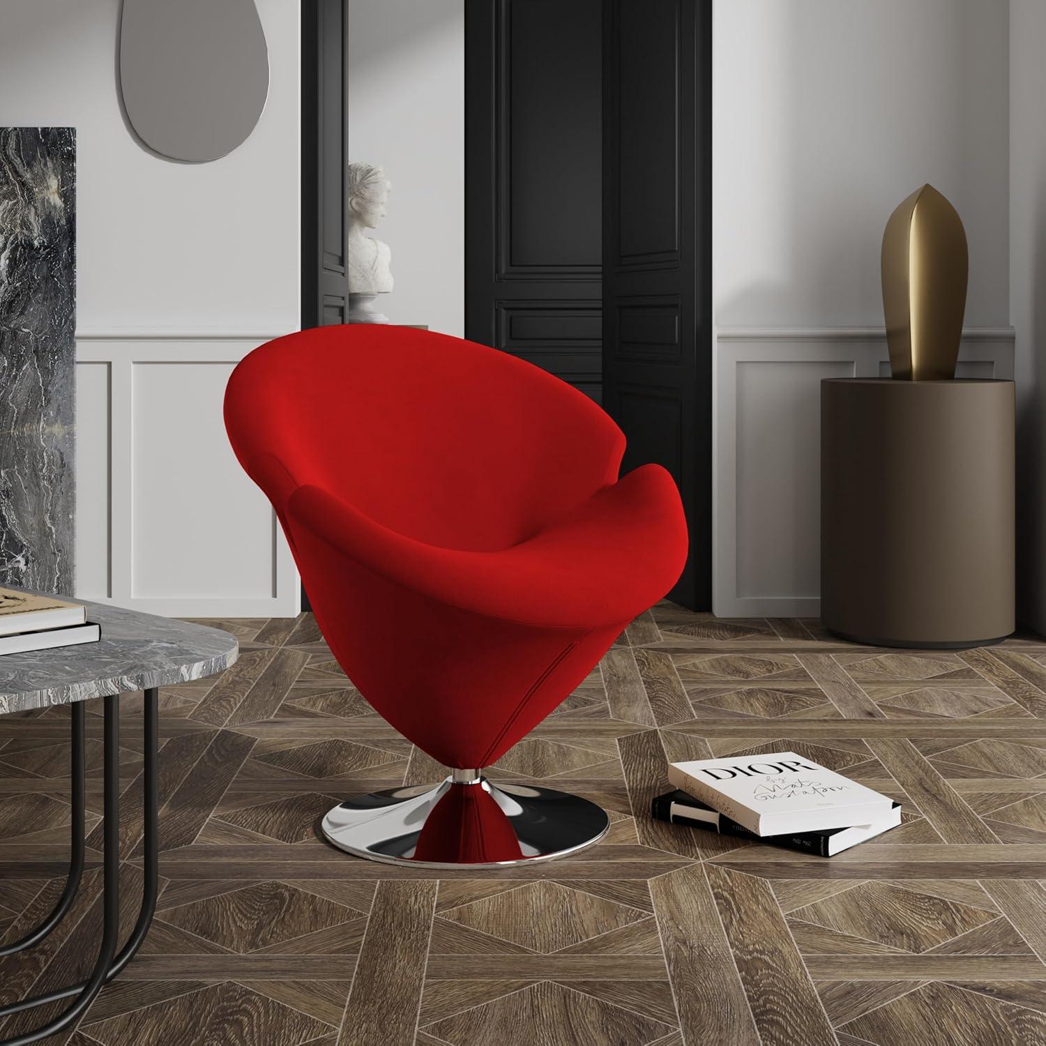 Troyer Velvet Swivel Barrel Chair