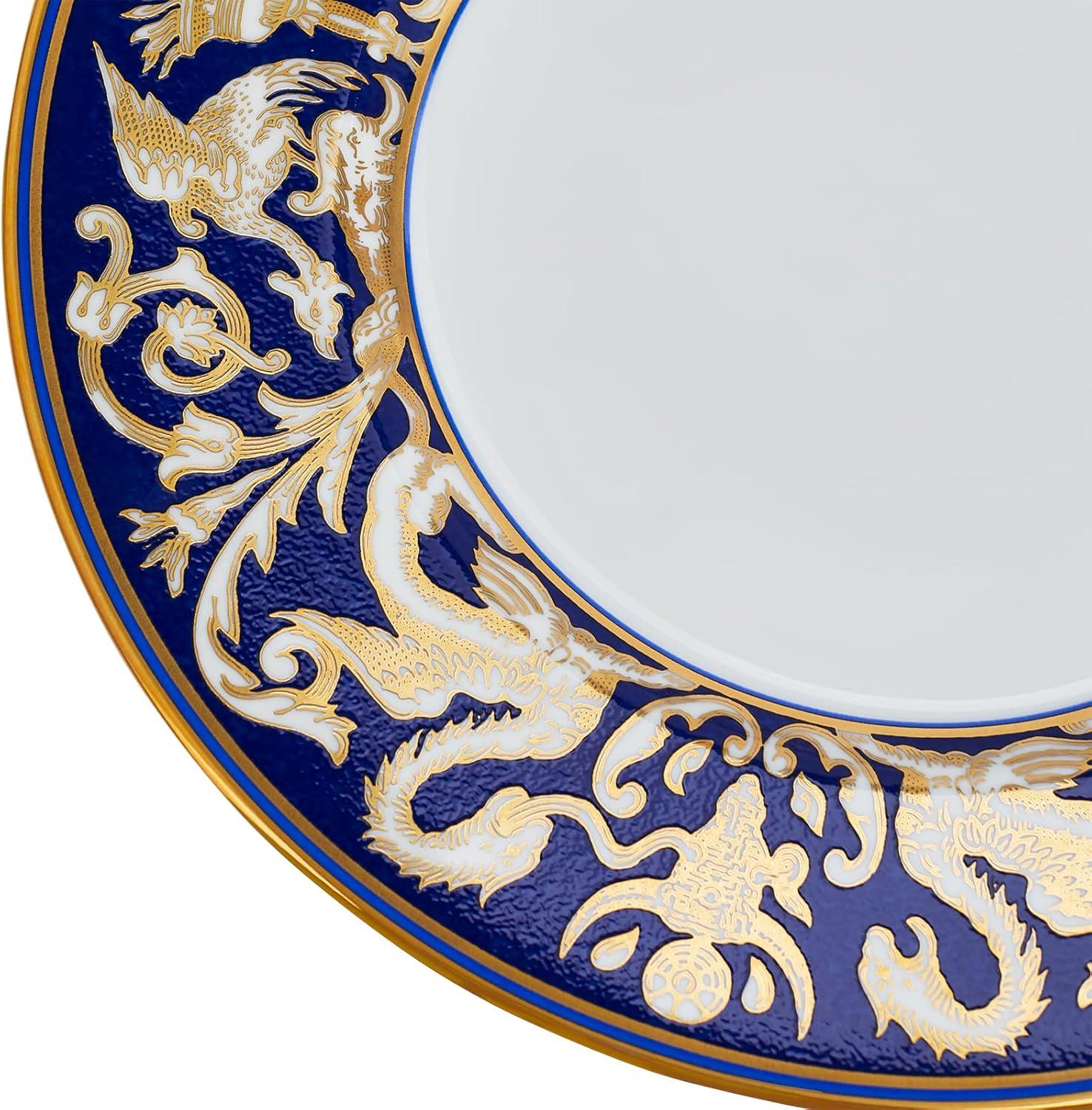 Renaissance Gold and Blue Porcelain Salad Plate 9"