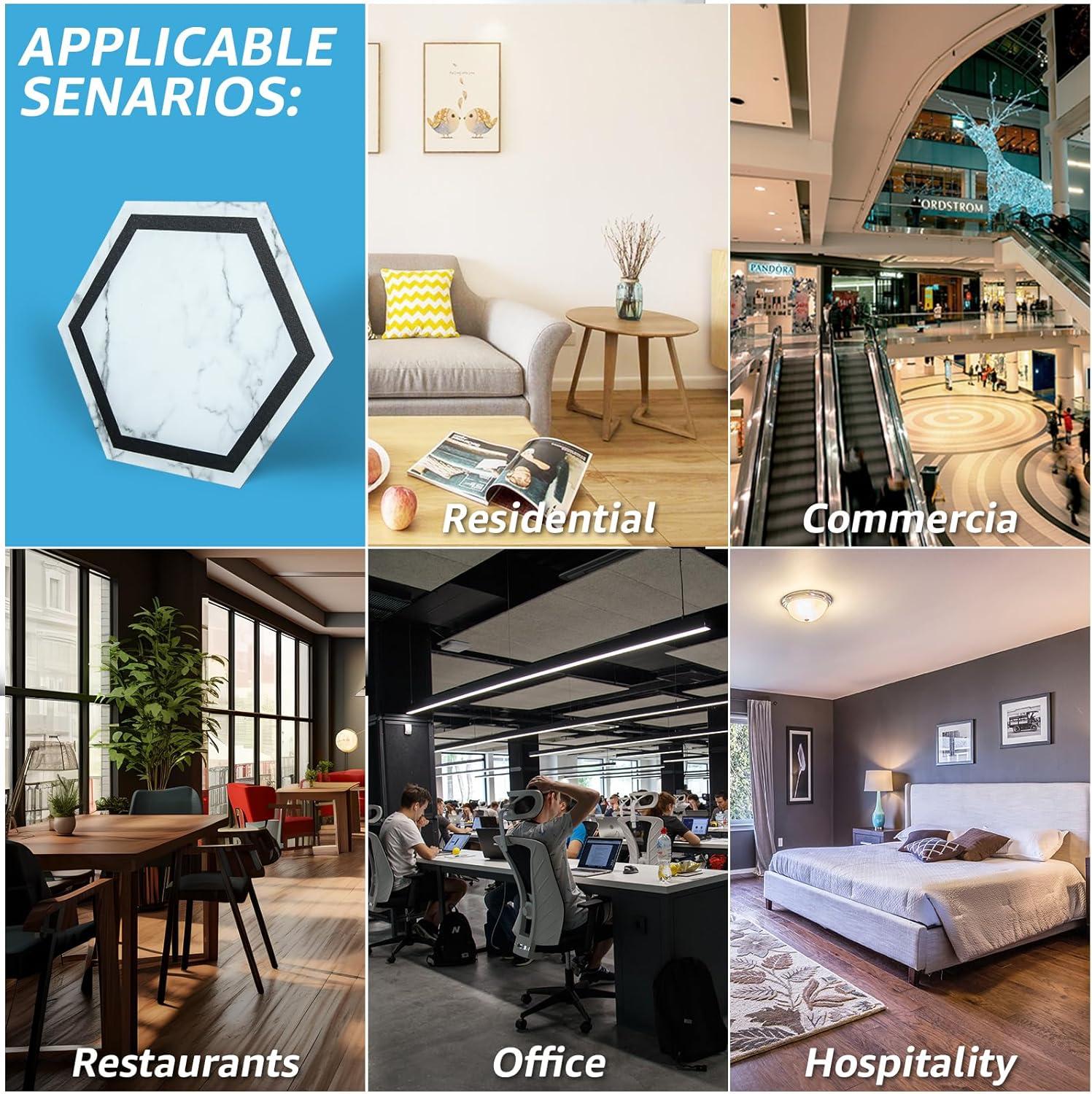 Hexagon White Marble Self-Adhesive Vinyl Floor Tiles