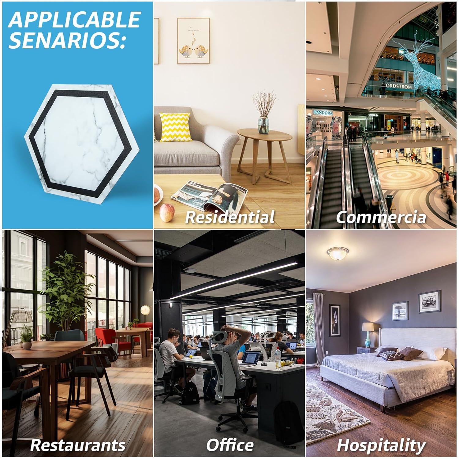 Hexagon White Marble Self-Adhesive Vinyl Floor Tiles