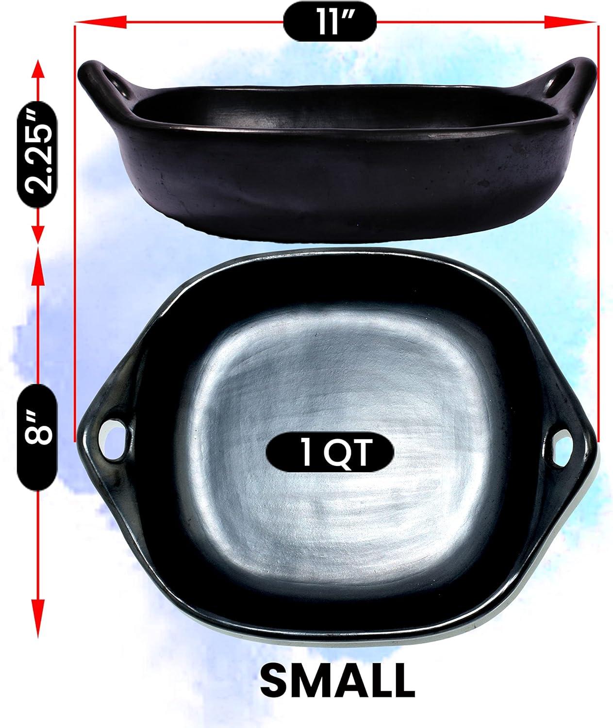 Small Black Clay Square Roasting Pan with Handles