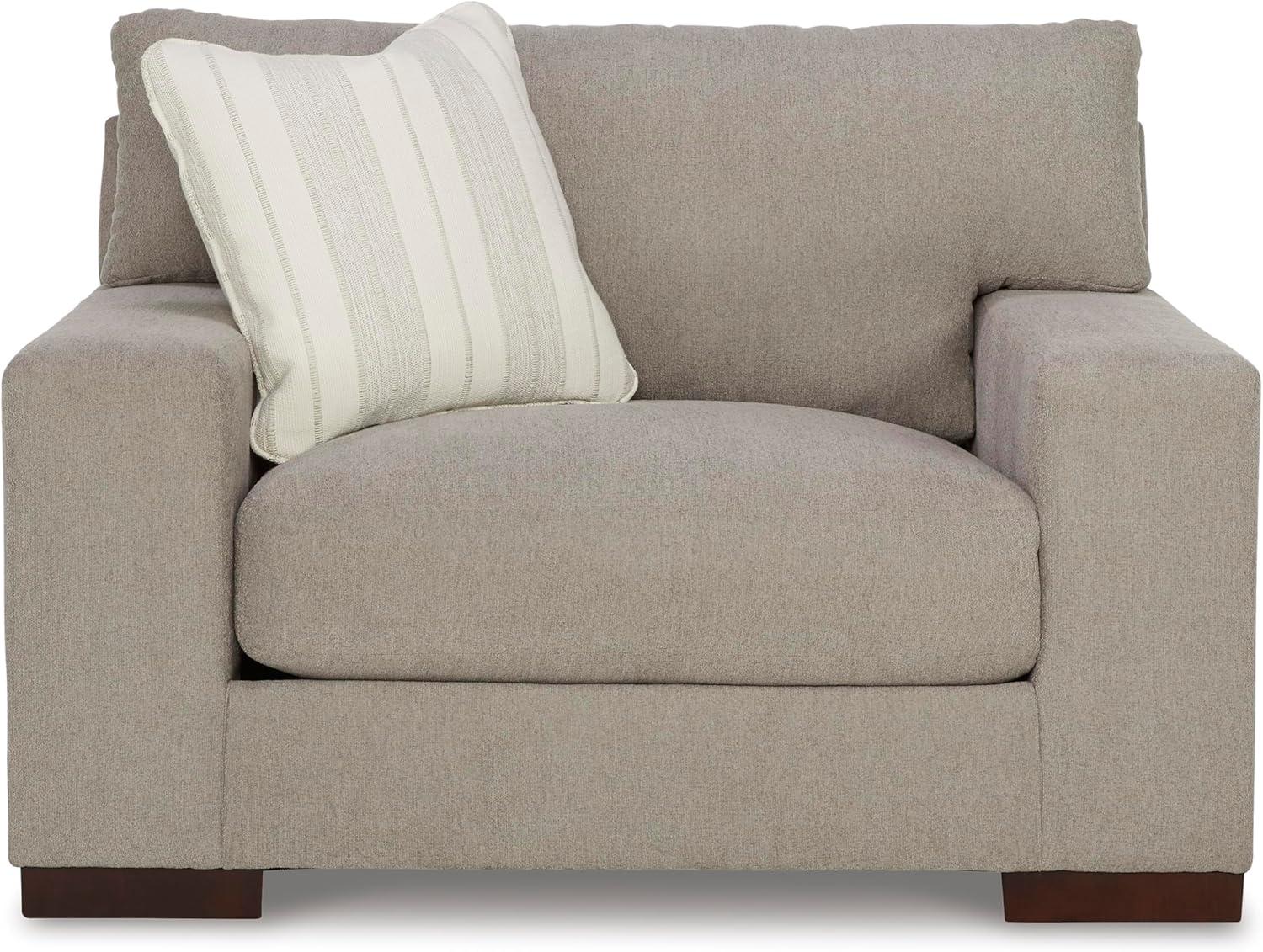 Beige Flax Contemporary Oversized Stationary Chair