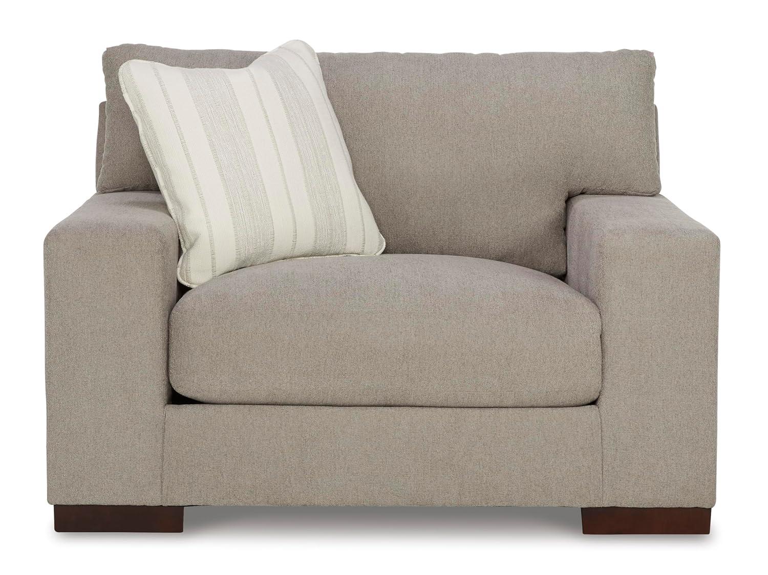 Beige Flax Contemporary Oversized Stationary Chair