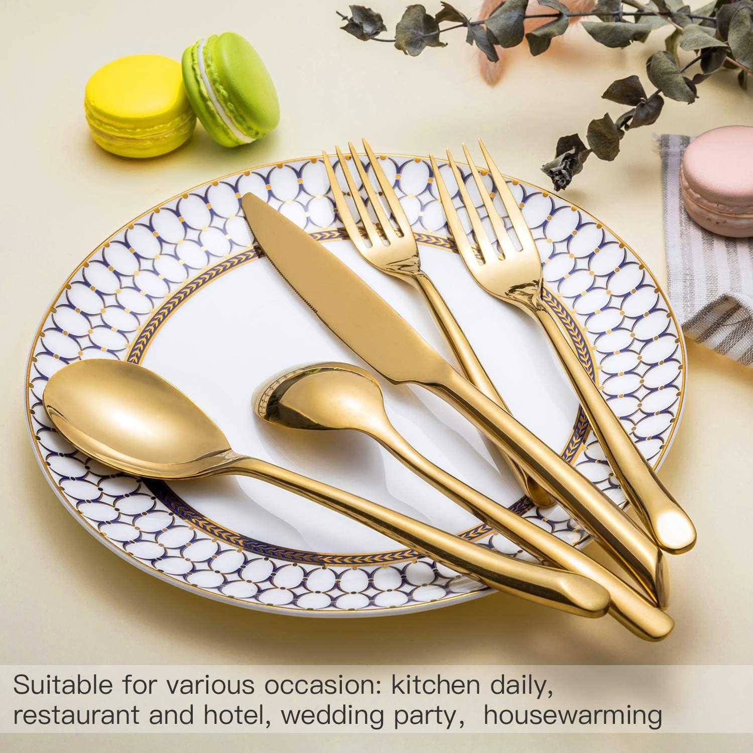 Gold Stainless Steel 20-Piece Wave Handle Flatware Set