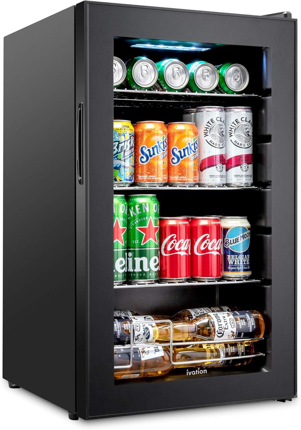 Ivation 101 Can Mini Fridge, Small Adjustable Beverage Refrigerator