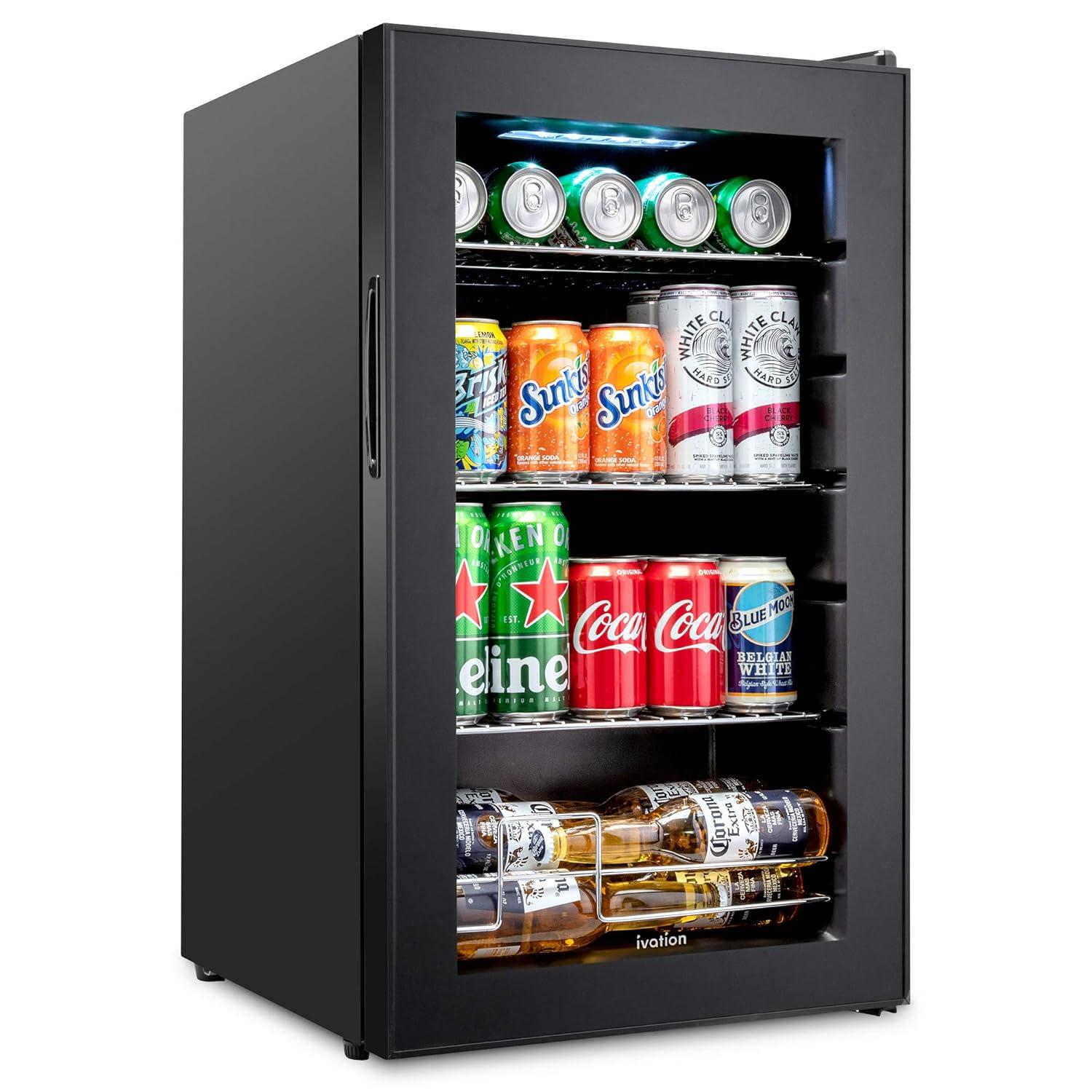 Ivation 101 Can Mini Fridge, Small Adjustable Beverage Refrigerator