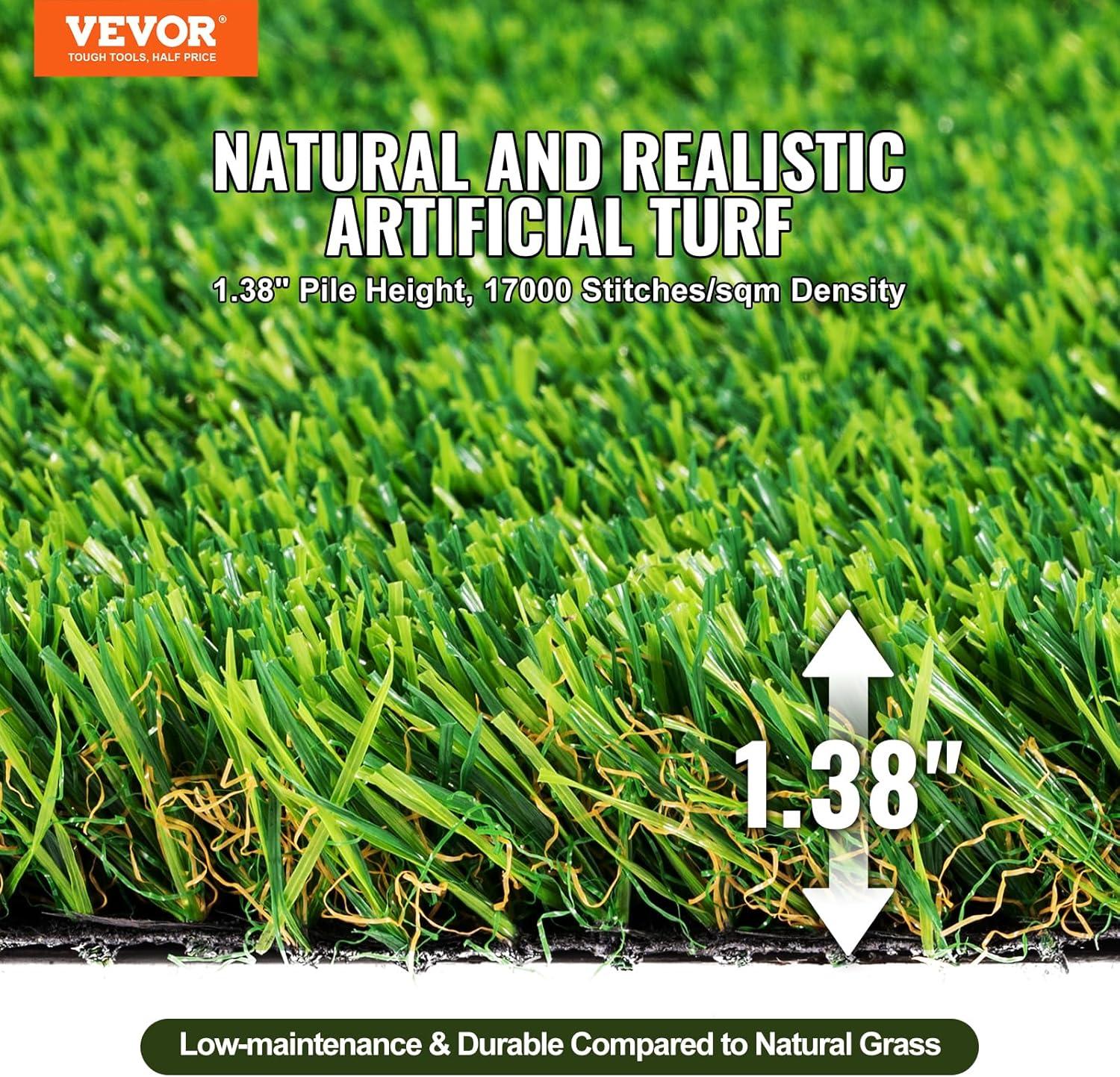 VEVOR 3 x 5 ft UV-Resistant Artificial Grass Turf with Drainage Holes