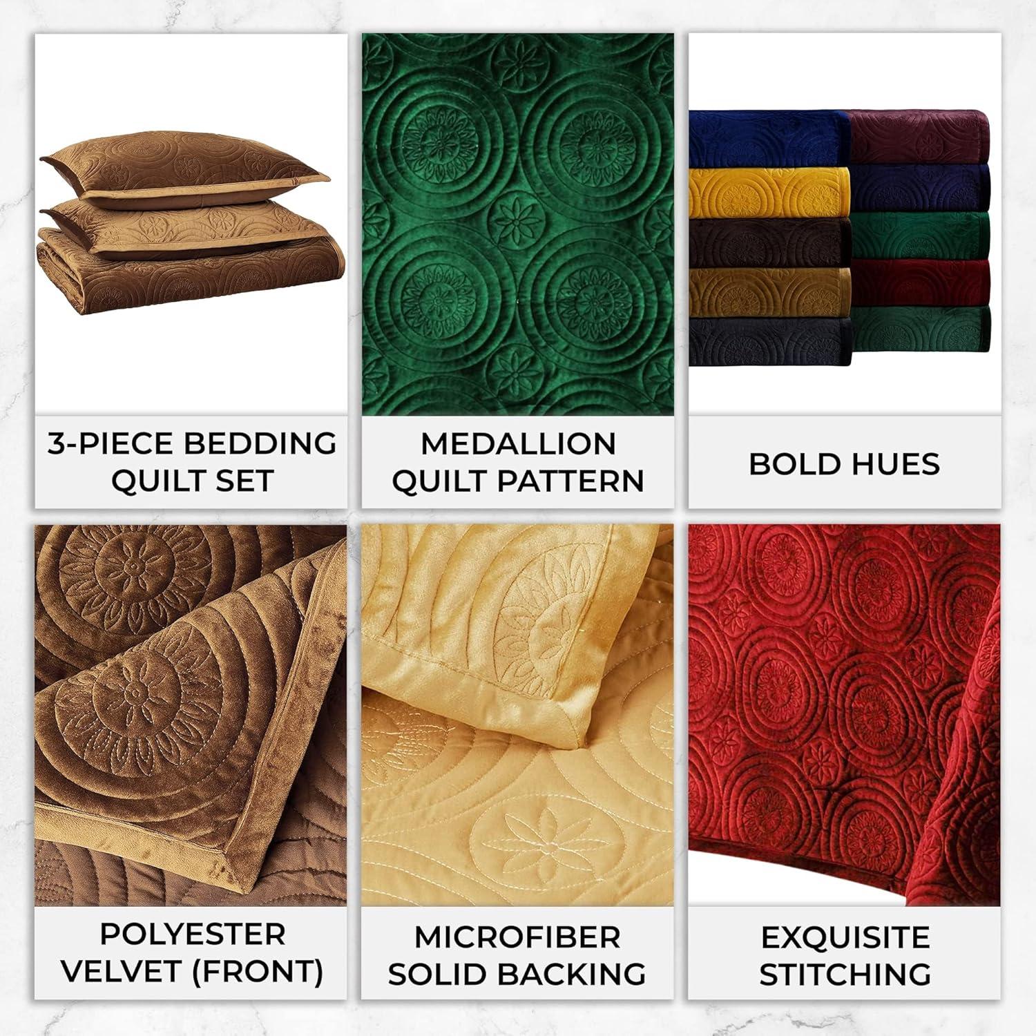 Tribeca Living Capri Velvet Quilt Set