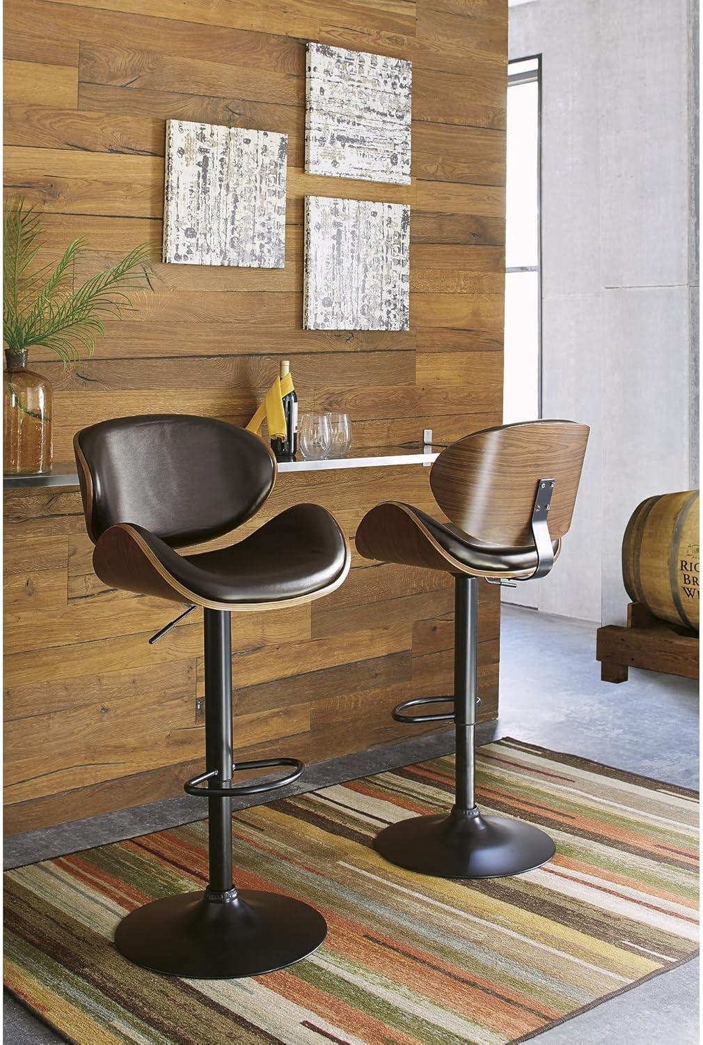 Signature Design by Ashley Contemporary Bellatier Adjustable Height Bar Stool  Brown