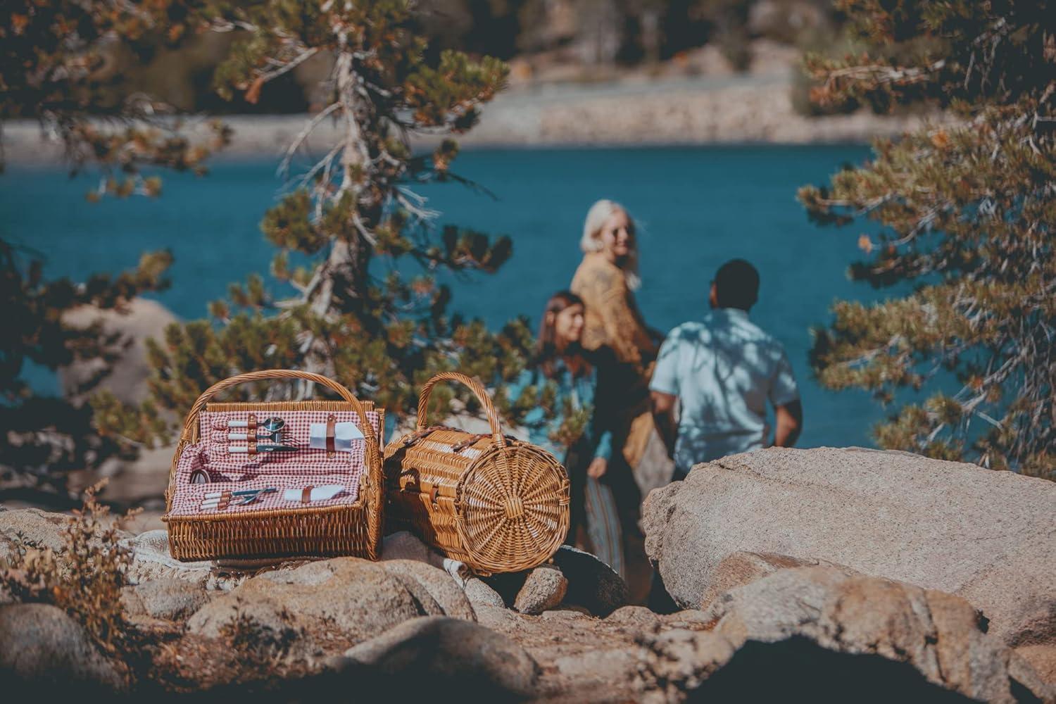 Barrel Wicker Picnic Basket with Picnic