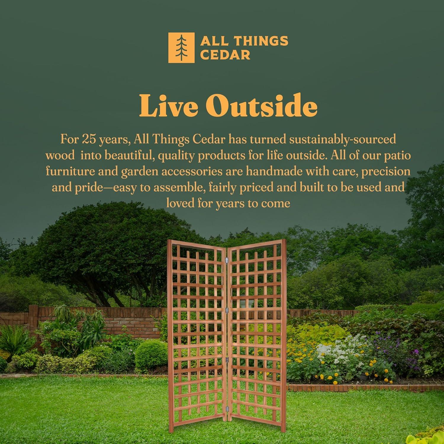 All Things Cedar 2-Piece" Outdoor Single Trellis Handcrafted for Climbing Plants with Snug-Fitting Parts and Sanded Finish for Patio Privacy Screens