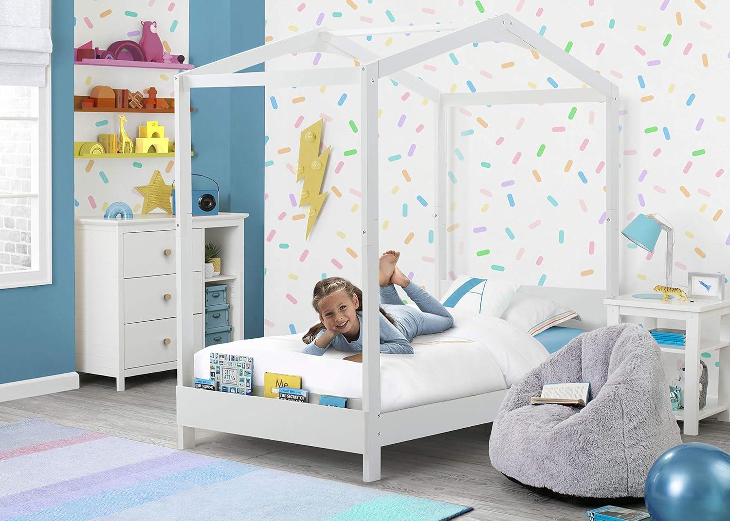 Twin Solid Wood Platform Standard Bed with Shelves by Delta Children