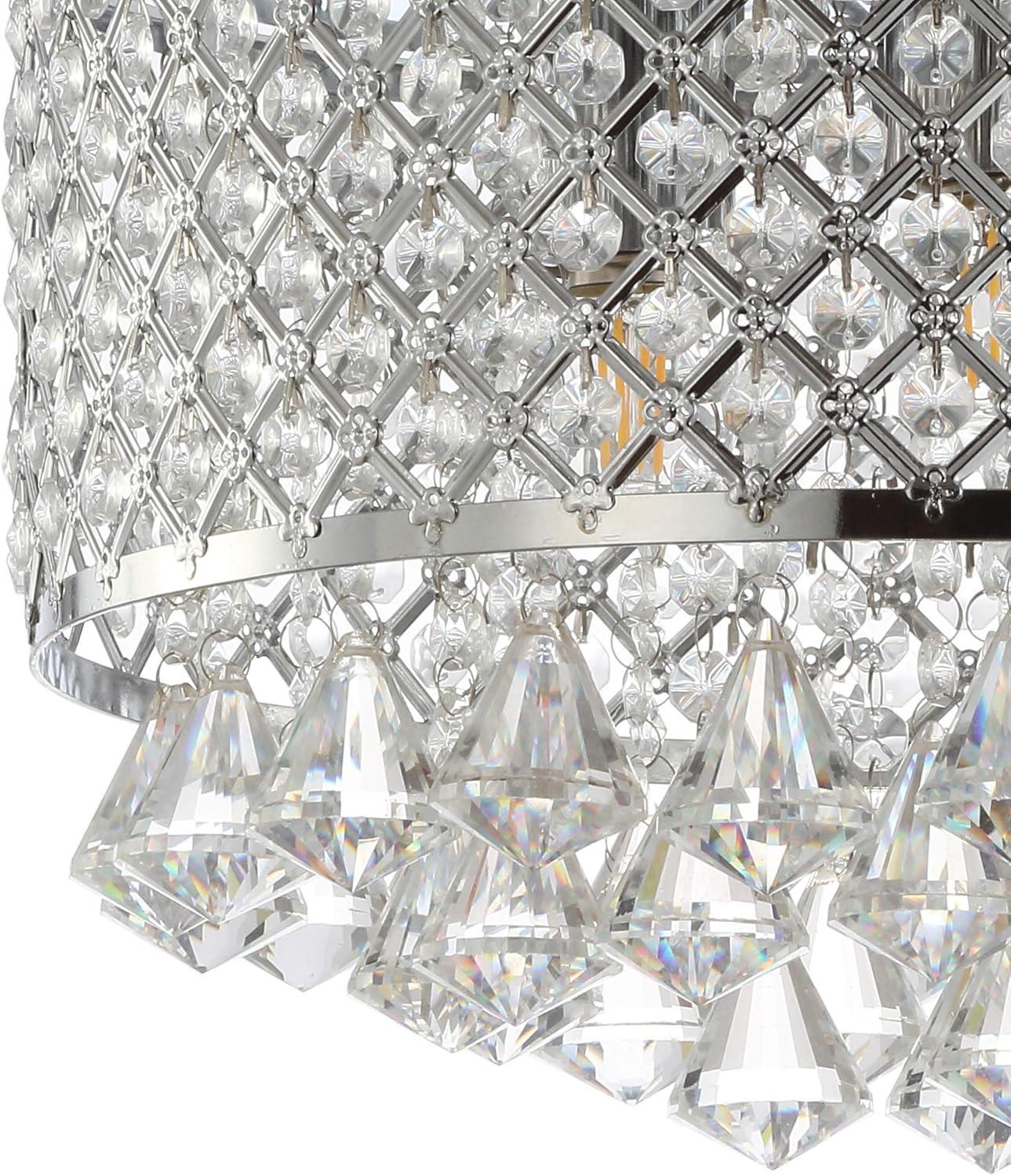 JONATHAN Y Evelyn 3-Light Crystal Drops/Metal LED Flush Mount