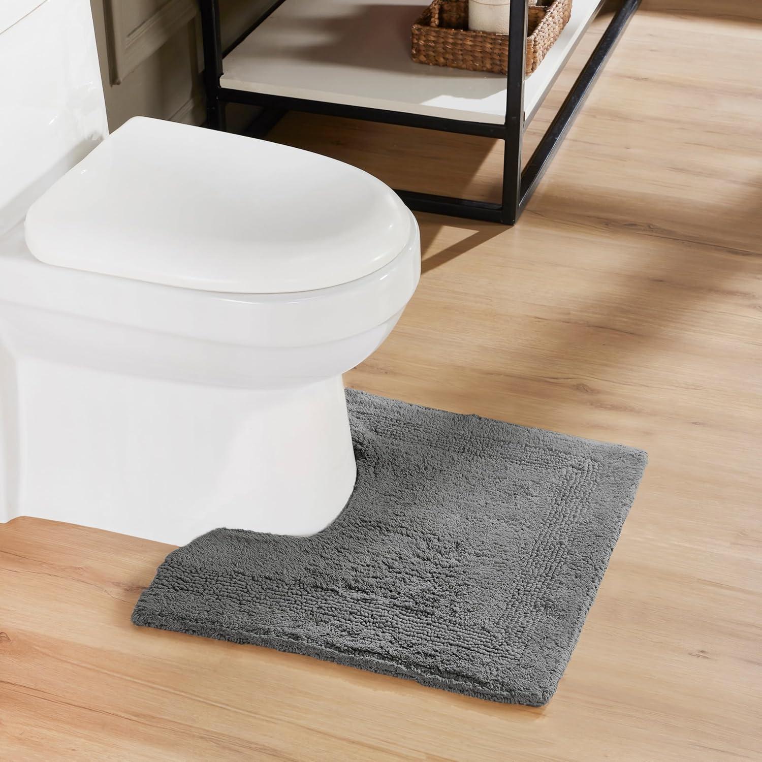 Better Trends Lux 100% Cotton Tufted Solid Reversible Bath Rug 20" x 20" Contour - Gray