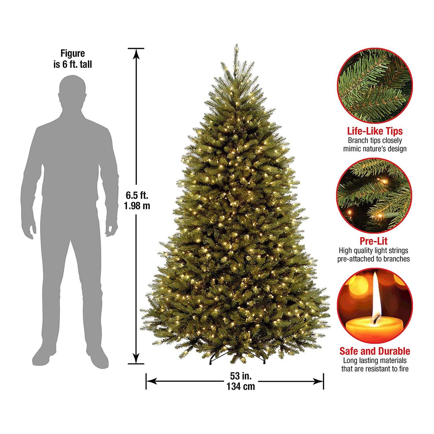 6.5' Prelit Dunhill Fir Artificial Christmas Tree White Lights - National Tree Company