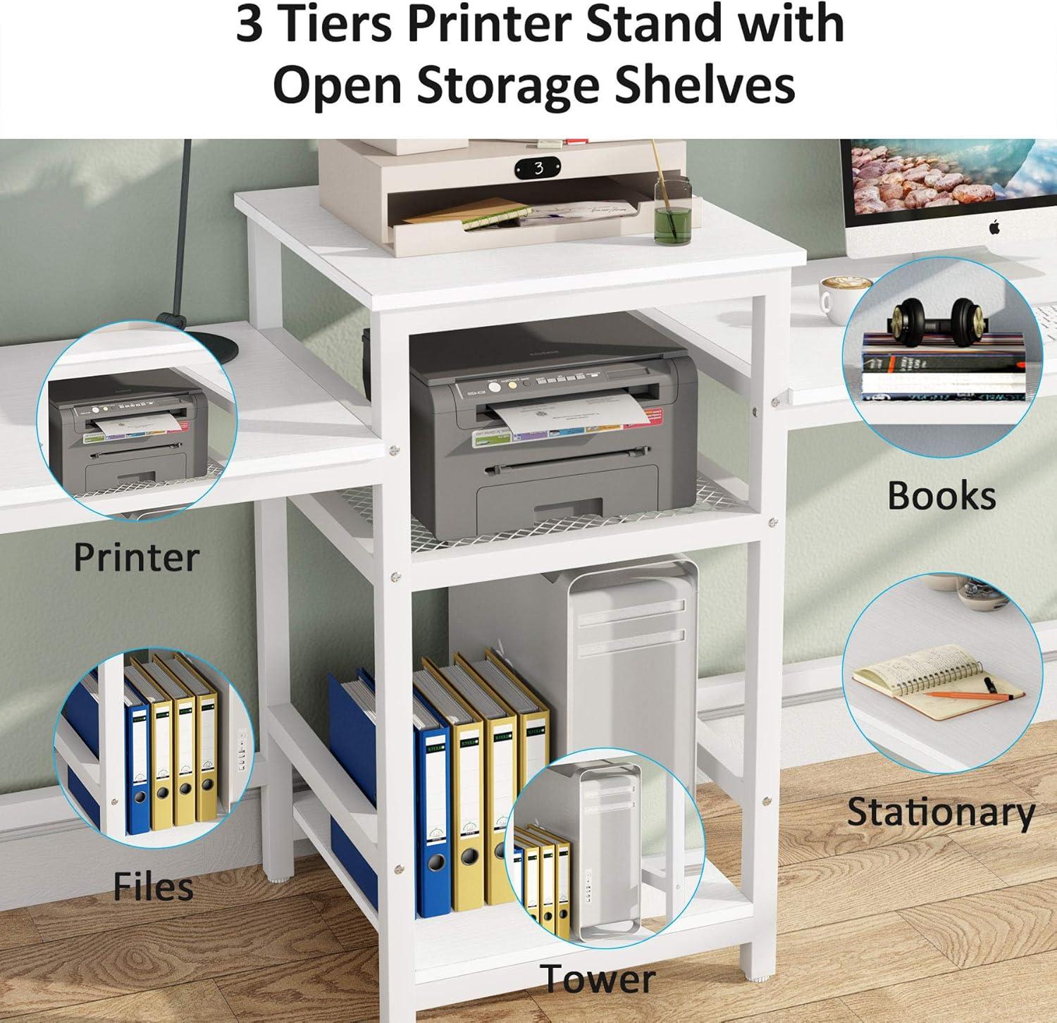 Tribesigns 96.9" Two Person Computer Desk with Storge Shelves, Extra Long Dual Writing Study Desk, Double Workstation Table for Home Office