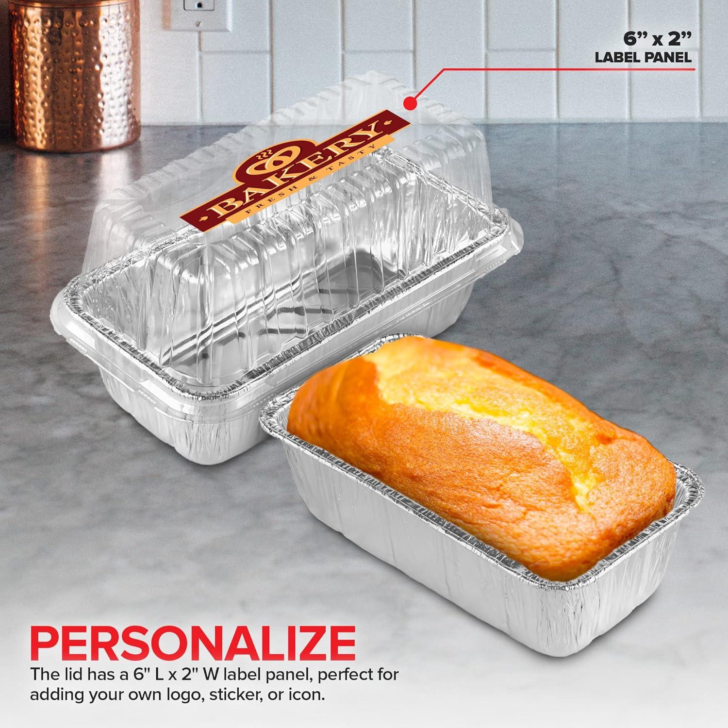 Juvale 50 Pack Disposable Aluminum Loaf Pans with Lids, 22oz Tins for Baking, Heating, Storing, 8.5 x 2.5 x 4.5 In