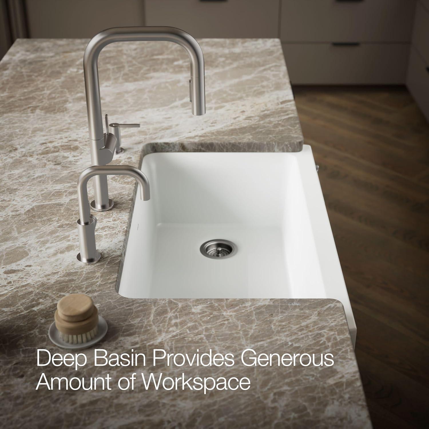 Cairn Undermount Single-Bowl Farmhouse Kitchen Sink with Fluted Design