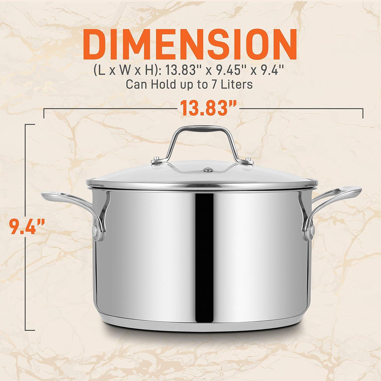 NutriChef 8-Quart Stainless Steel Stock Pot with Handles and Lid