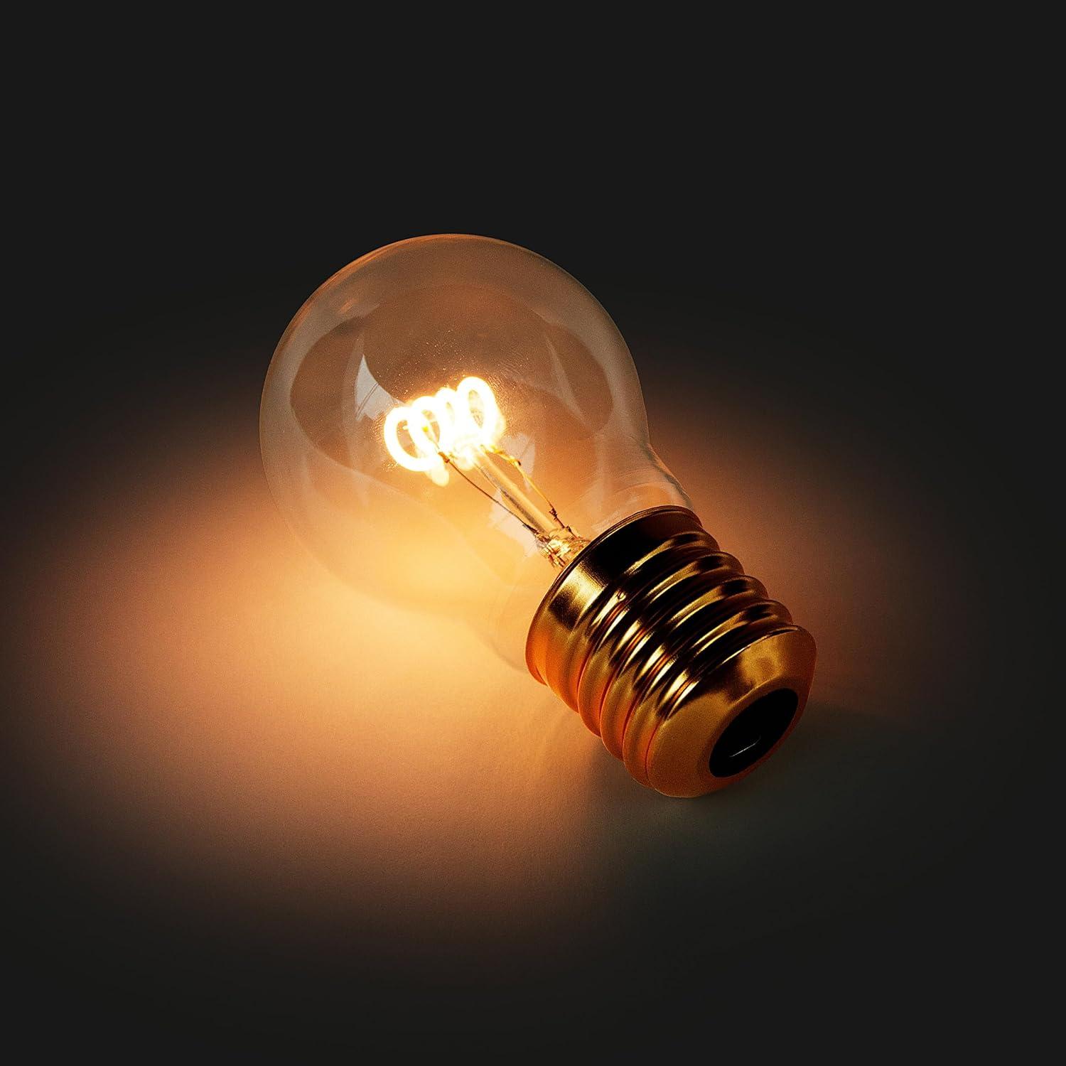 Cordless Glass and Metal LED Filament Light Bulb