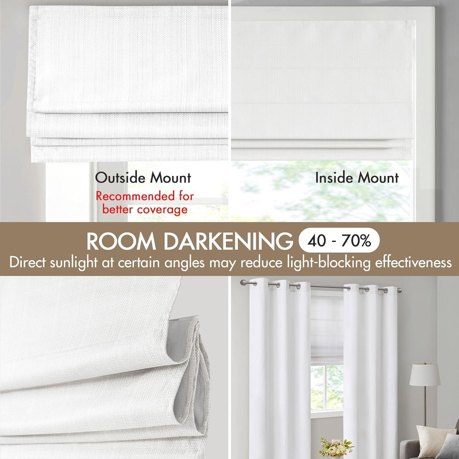 27"x64" Paxton Basketweave Room Darkening Cordless Roman Shade White - Madison Park: Window Blinds, Indoor Use