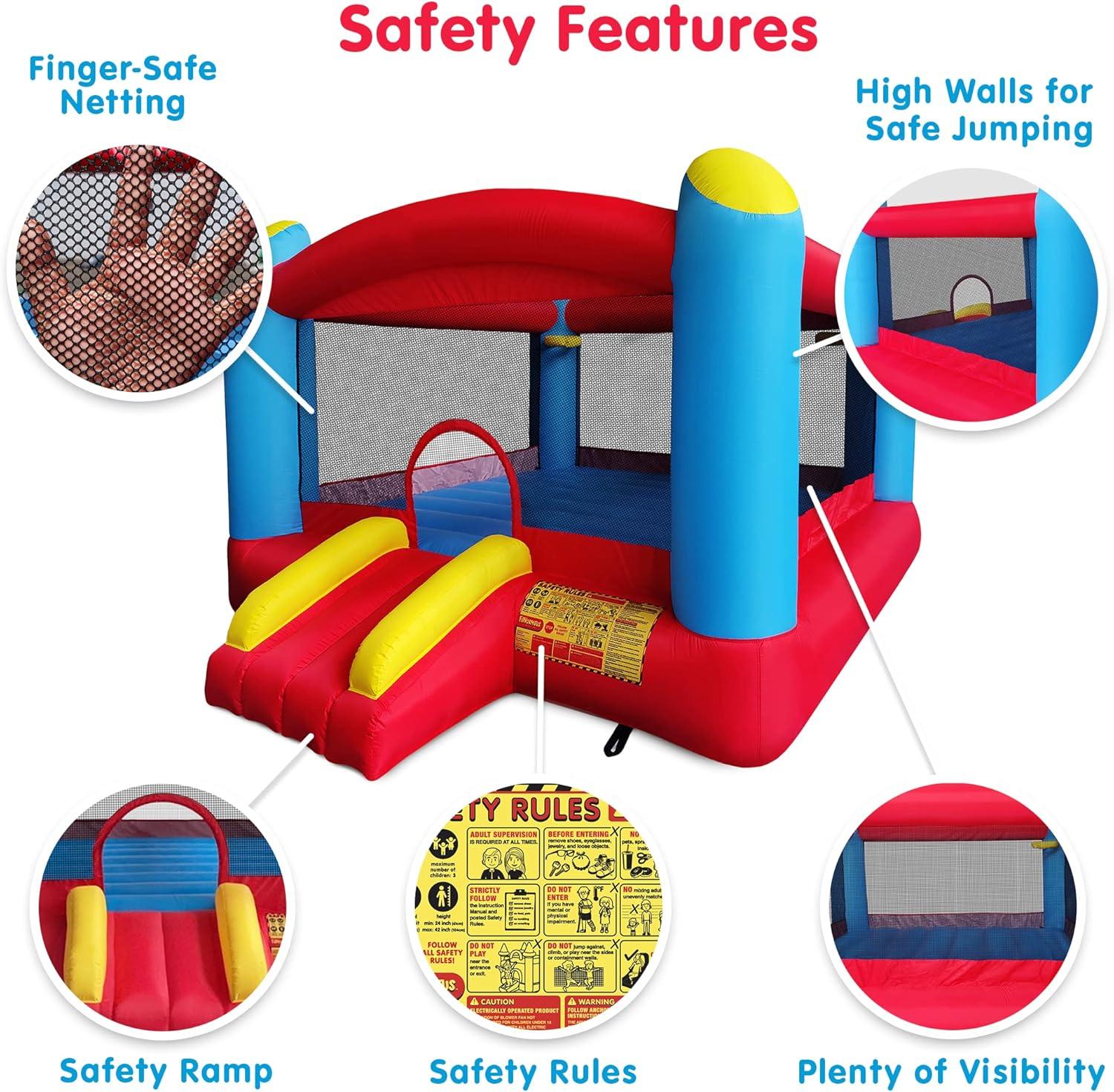 Enormous Giant Bounce House for Kids, Indoor Outdoor Inflatable Huge Bouncy Castle with Double Basketball Hoops, Includes Air Blower with GFCI