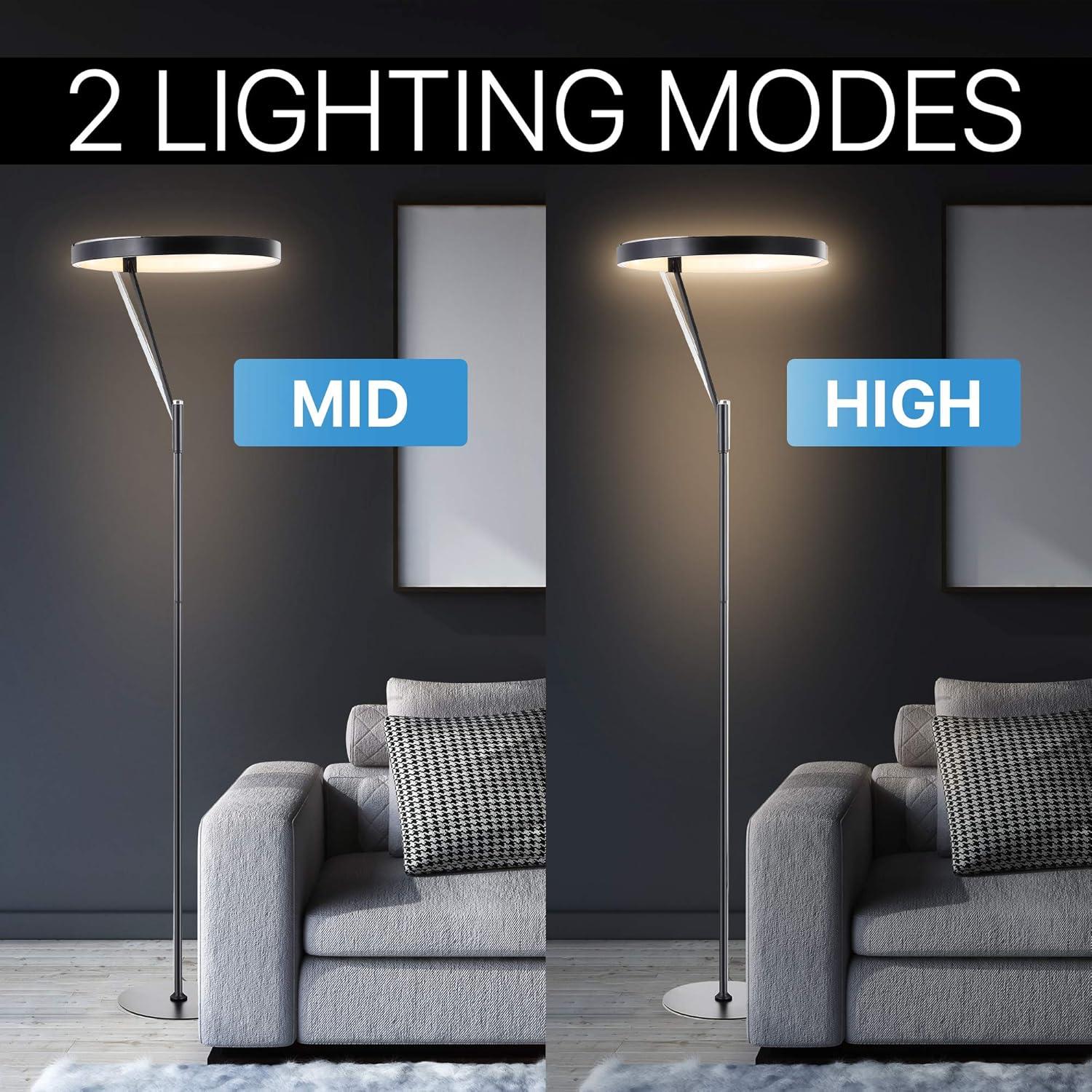 Black Arc Touch LED Metal Floor Lamp