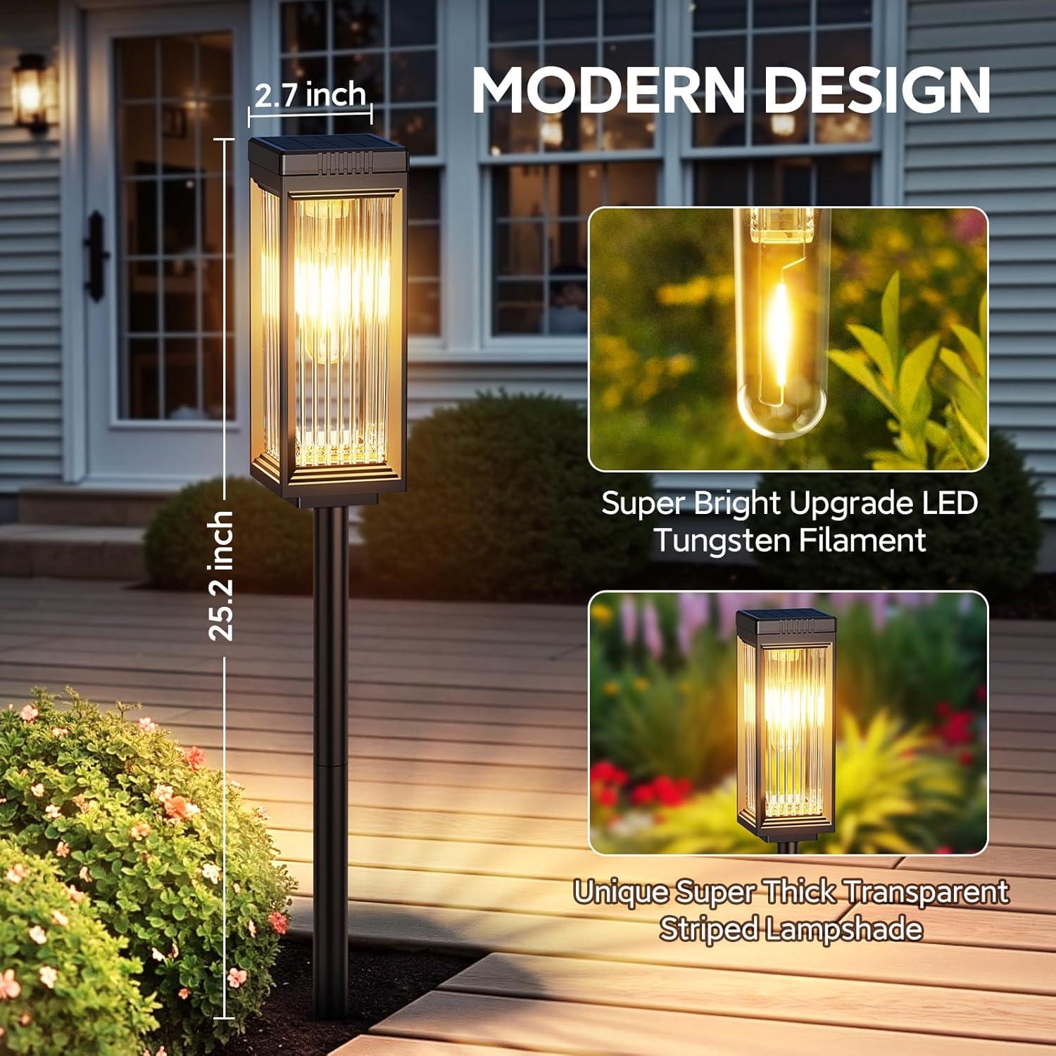 ELECLINK Solar Pathway Lights Outdoor, 2 Pack Upgraded Solar Lights Outdoor Waterproof, Bright Up to 15 Hrs Auto On/Off Garden Light for Yard Patio Lawn Path Walkway Driveway Outside Decor KEF16