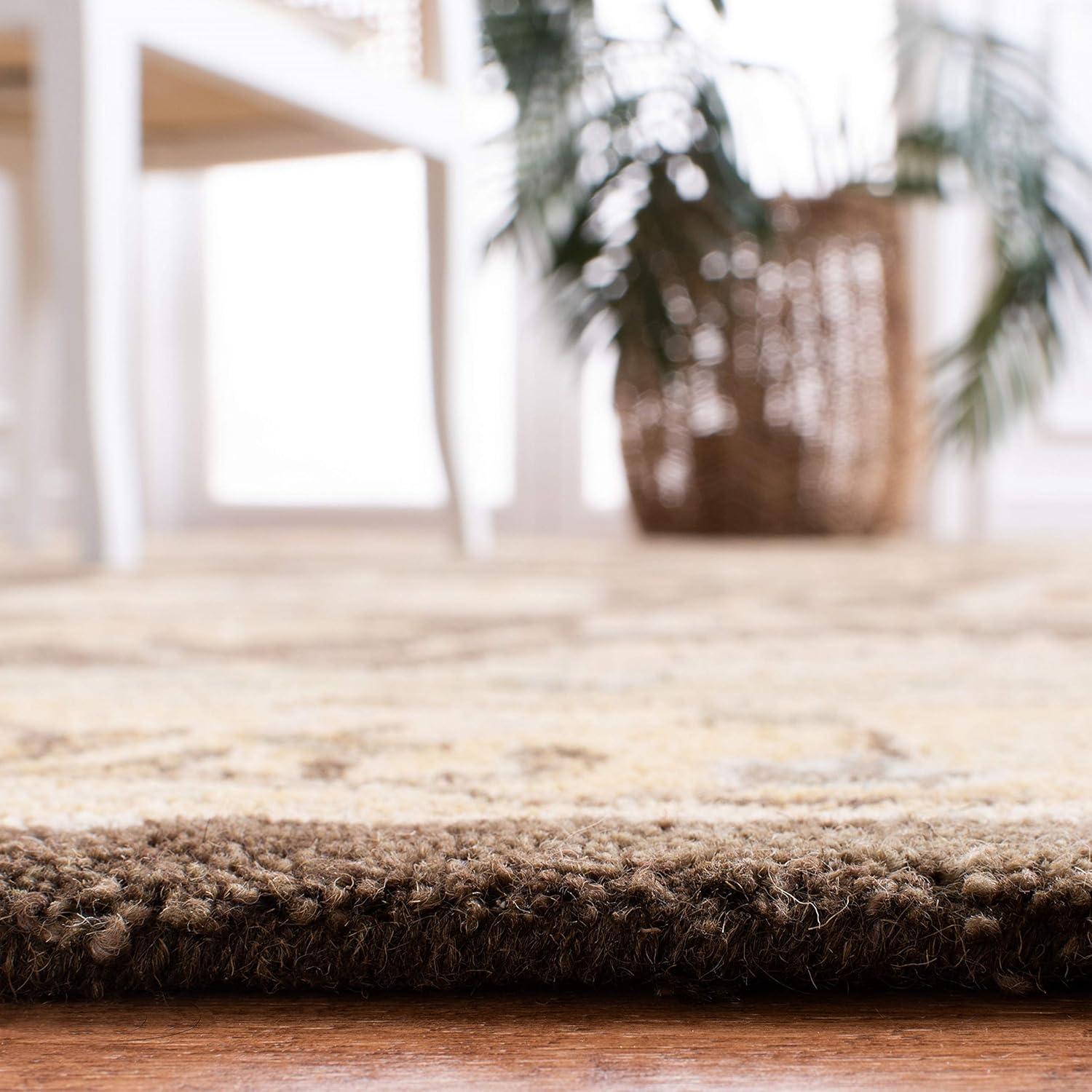 SAFAVIEH Anatolia Sherman Floral Wool Runner Rug, Brown/Taupe, 2'3" x 8'