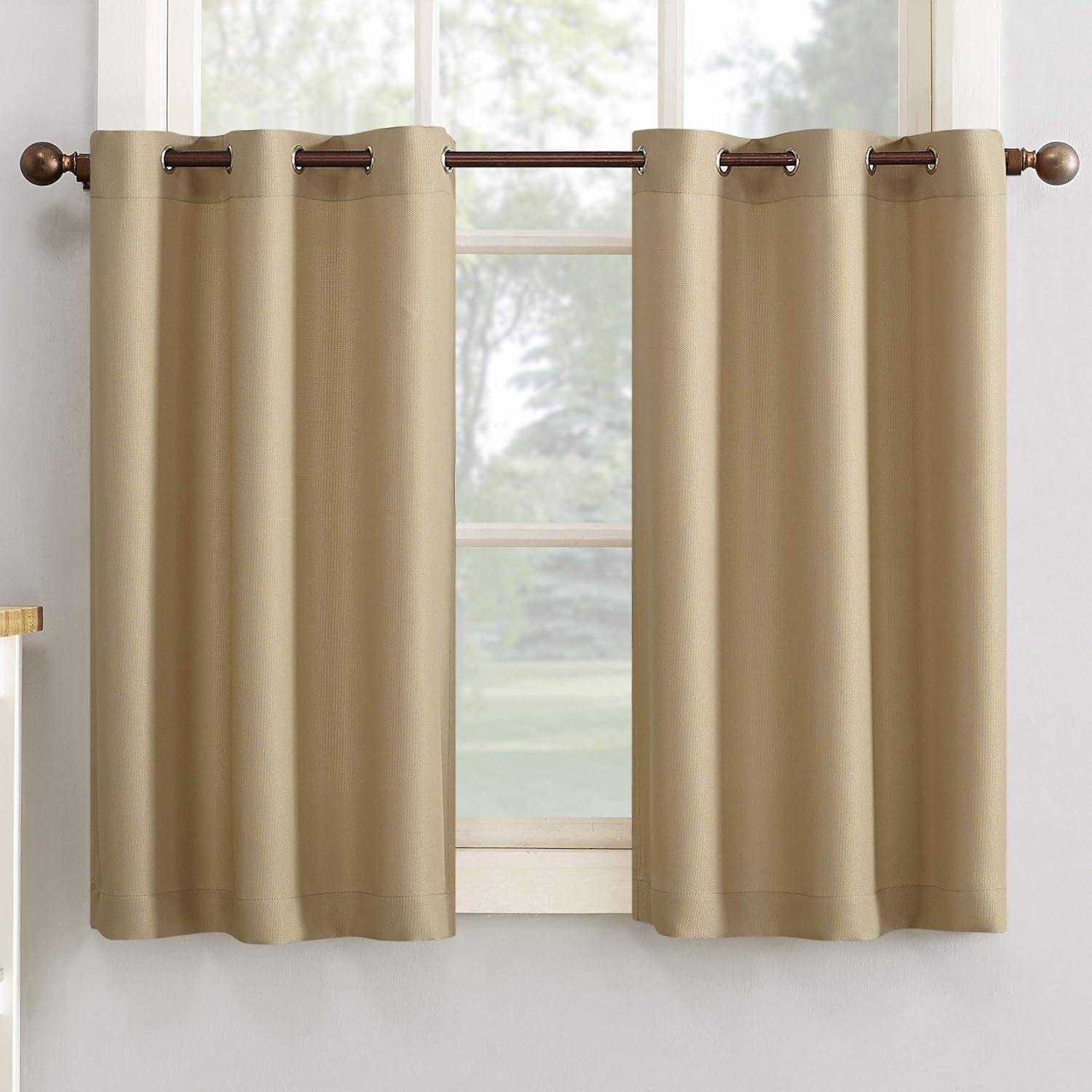 2pc No. 918 Semi-Sheer Montego Casual Textured Grommet Kitchen Curtain Tier Pair