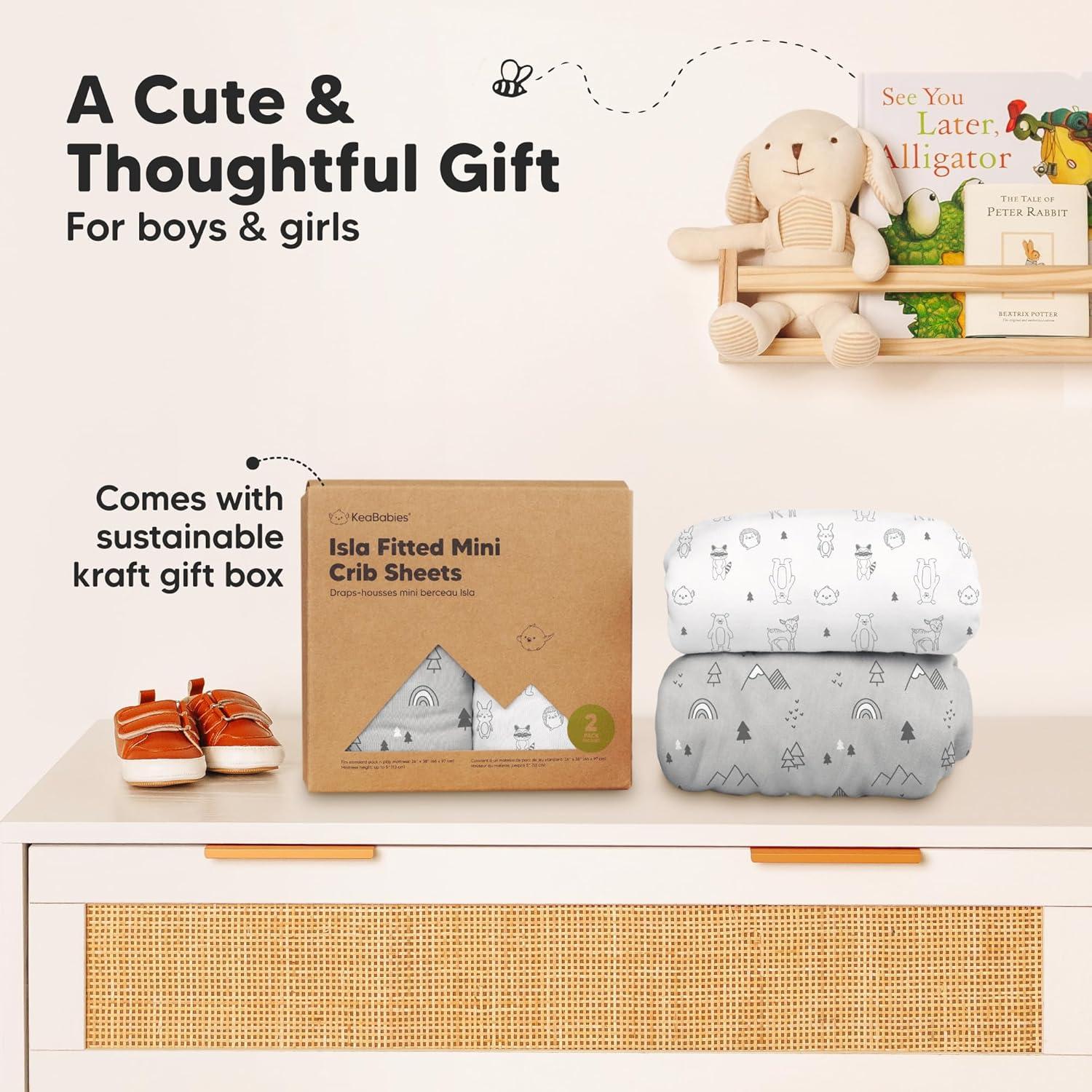 KeaBabies 2-Pack Isla Mini Crib Sheets, Pack and Play Sheets Fitted, Pack N Play Sheets, Fitted Crib Sheet (Rust)