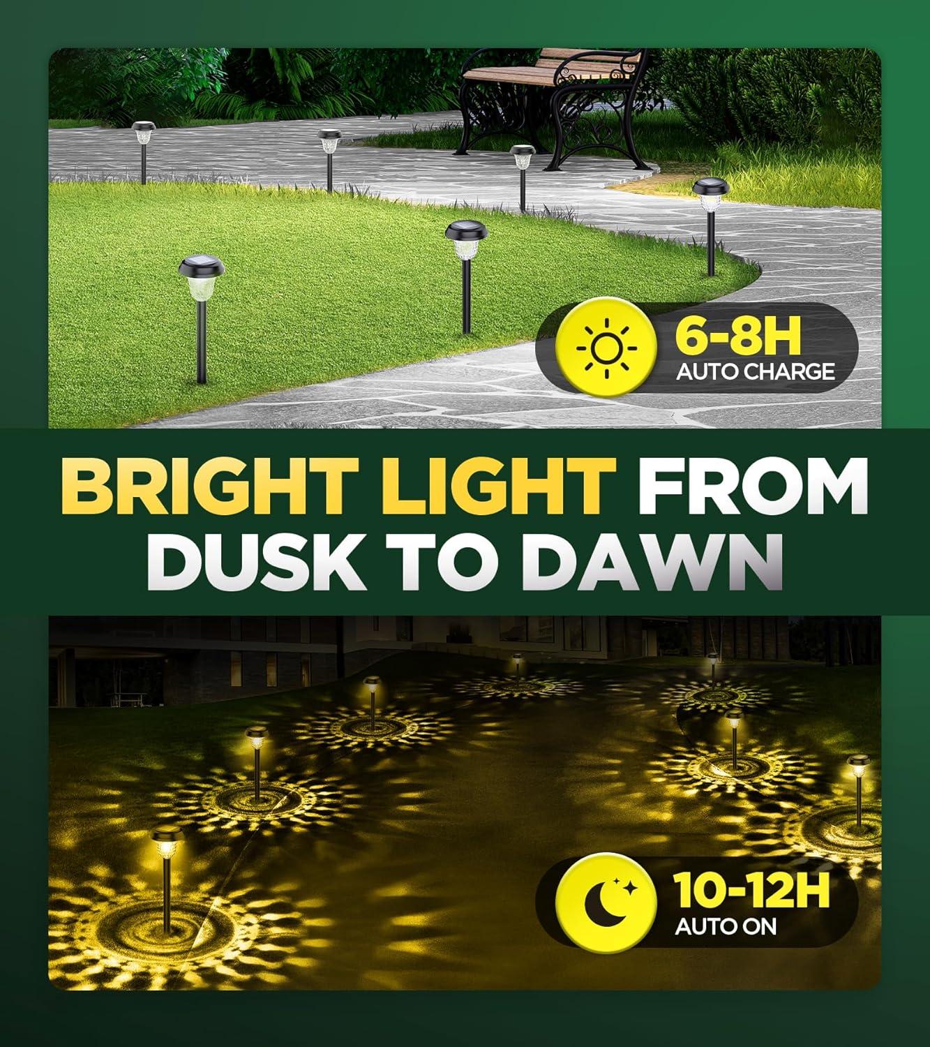 Modern White Solar LED Pathway Lights, 10-Pack