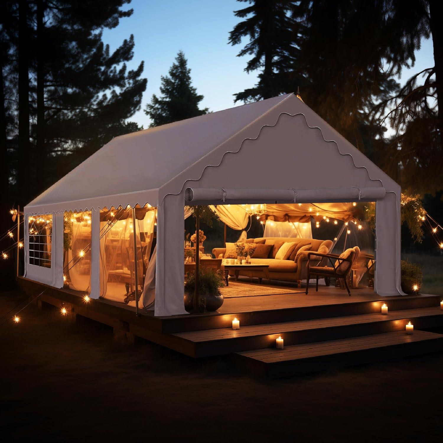 Peaktop Outdoor 13'X26' Party Tent Heavy Duty Wedding Tent with Carry Bags