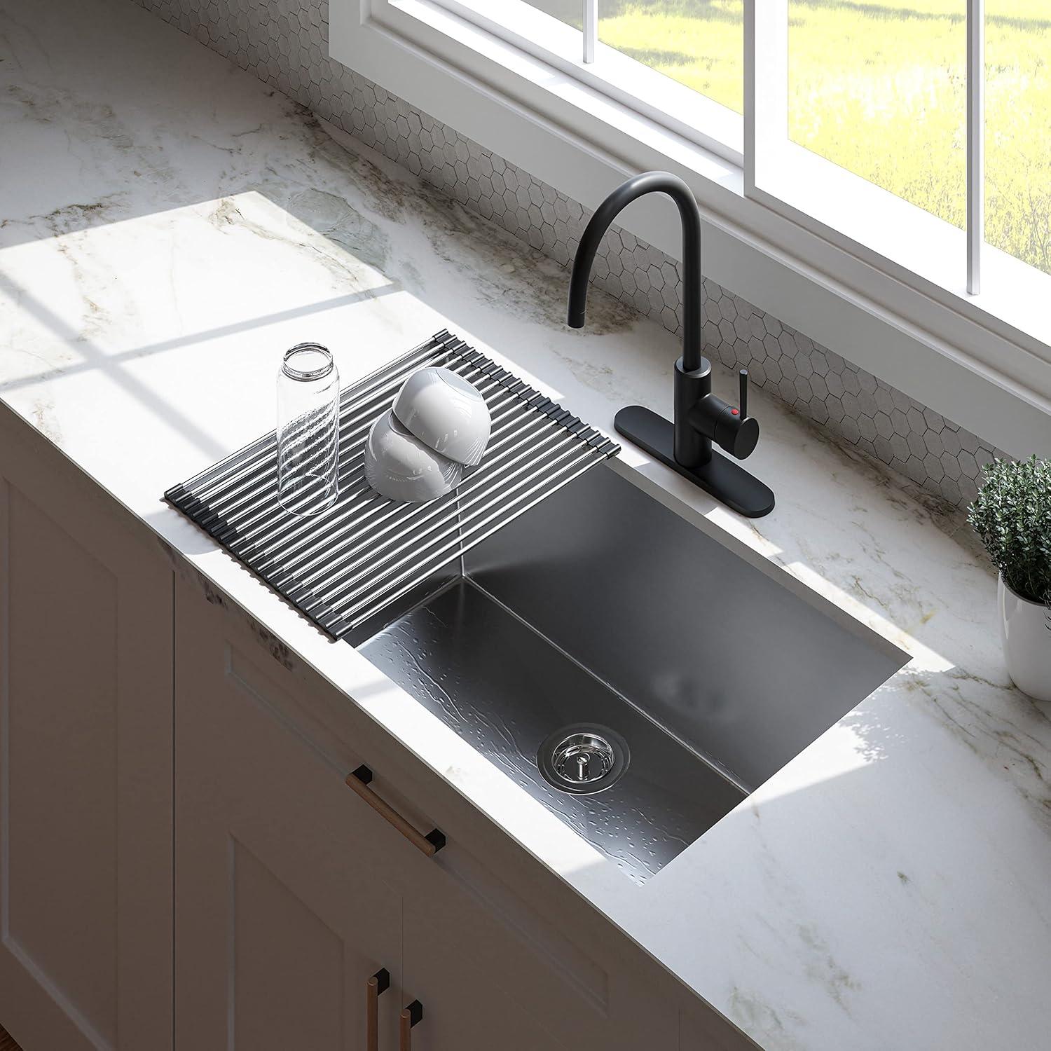 Sinber 32" x 19" Undermount Double Bowl Kitchen Sink with 18 Gauge 304 Stainless Steel Satin Finish