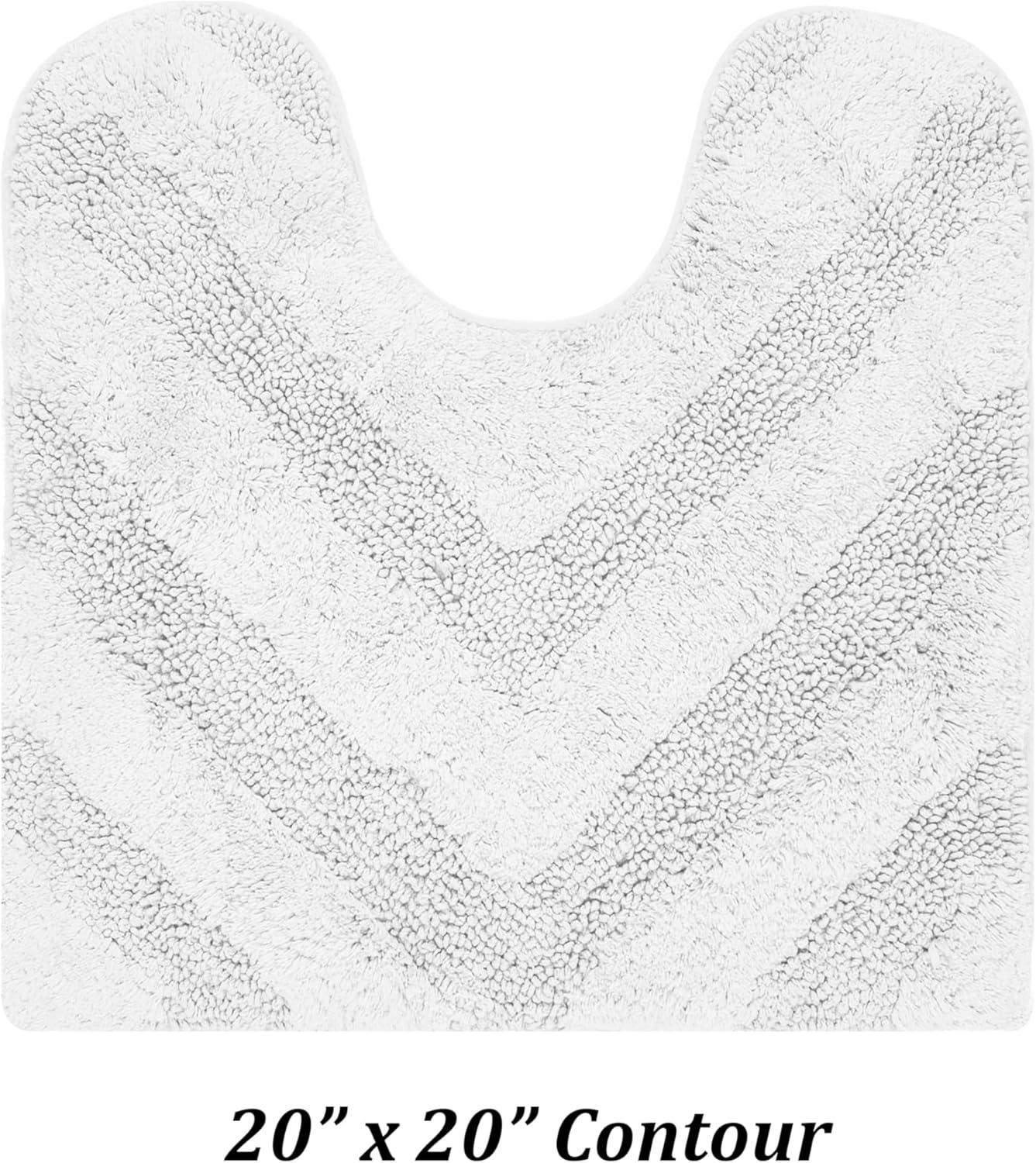 Better Trends Hugo Collection Toilet Rugs U Shaped Washable , Non-Slip Bathroom Contour Rugs -Soft Comfortable Contour Bath Mat and Toilet Contour Rug , (20X20 U , White)